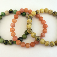 Encouragement Crystal Bracelet Gift Set - Chrysoprase, Peach Calcite, Yellow Turquoise - Crystal Jewelry Gift Set