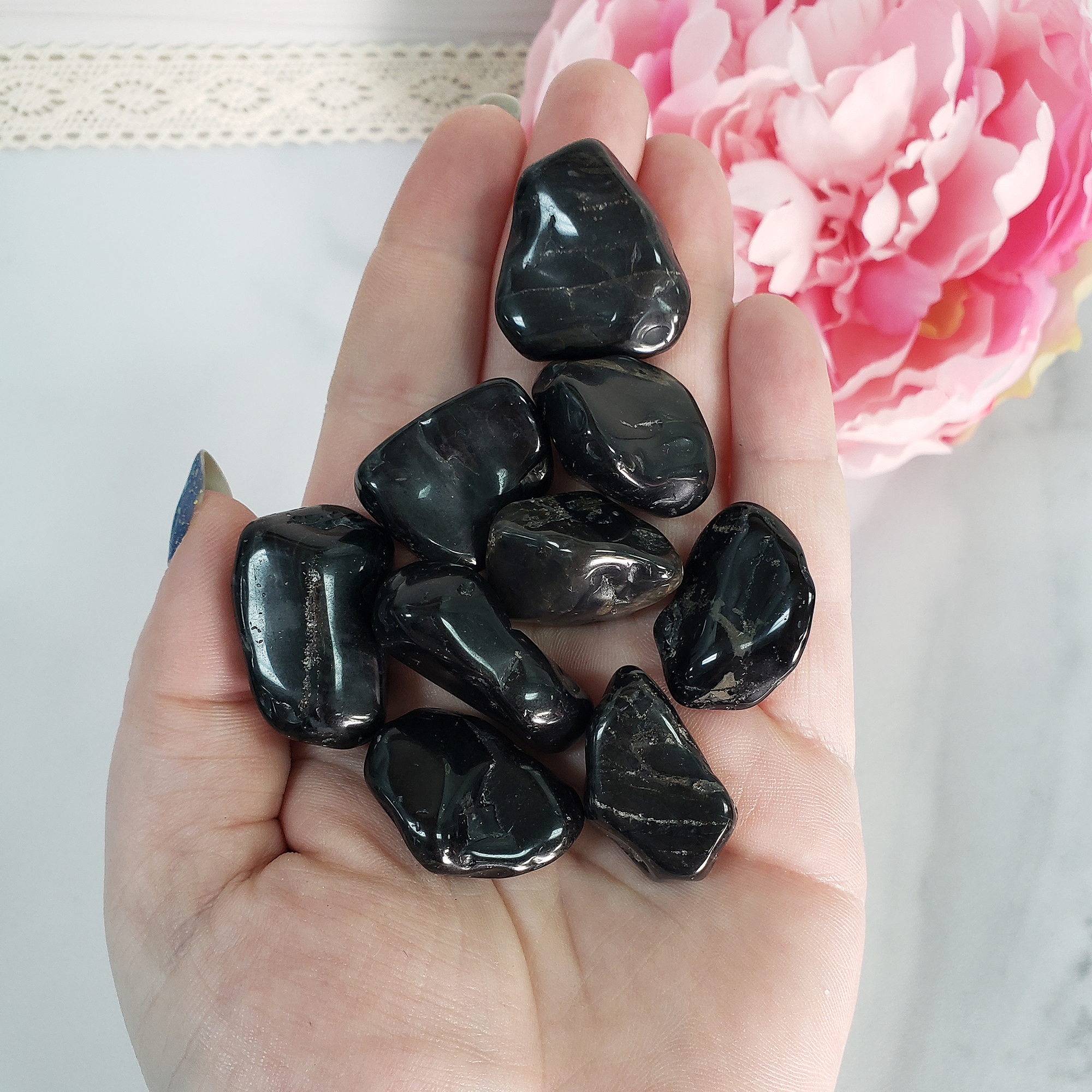 Black Onyx Crystal Natural Gemstone Freeform Tumbled Stone | Multiple Sizes - Small