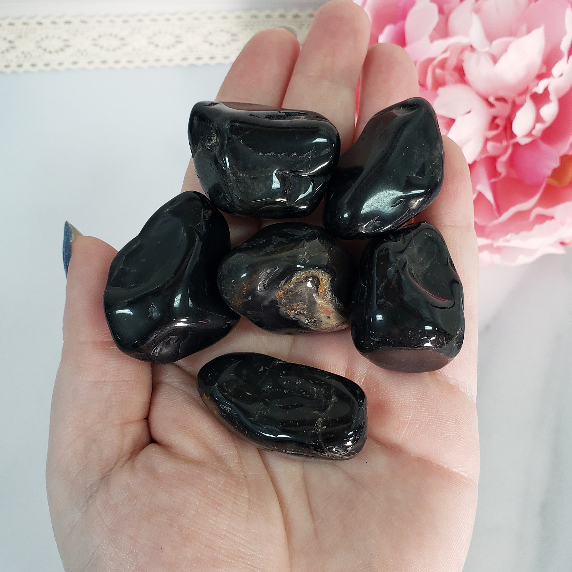 Black Onyx Crystal Natural Gemstone Freeform Tumbled Stone | Multiple Sizes - Large