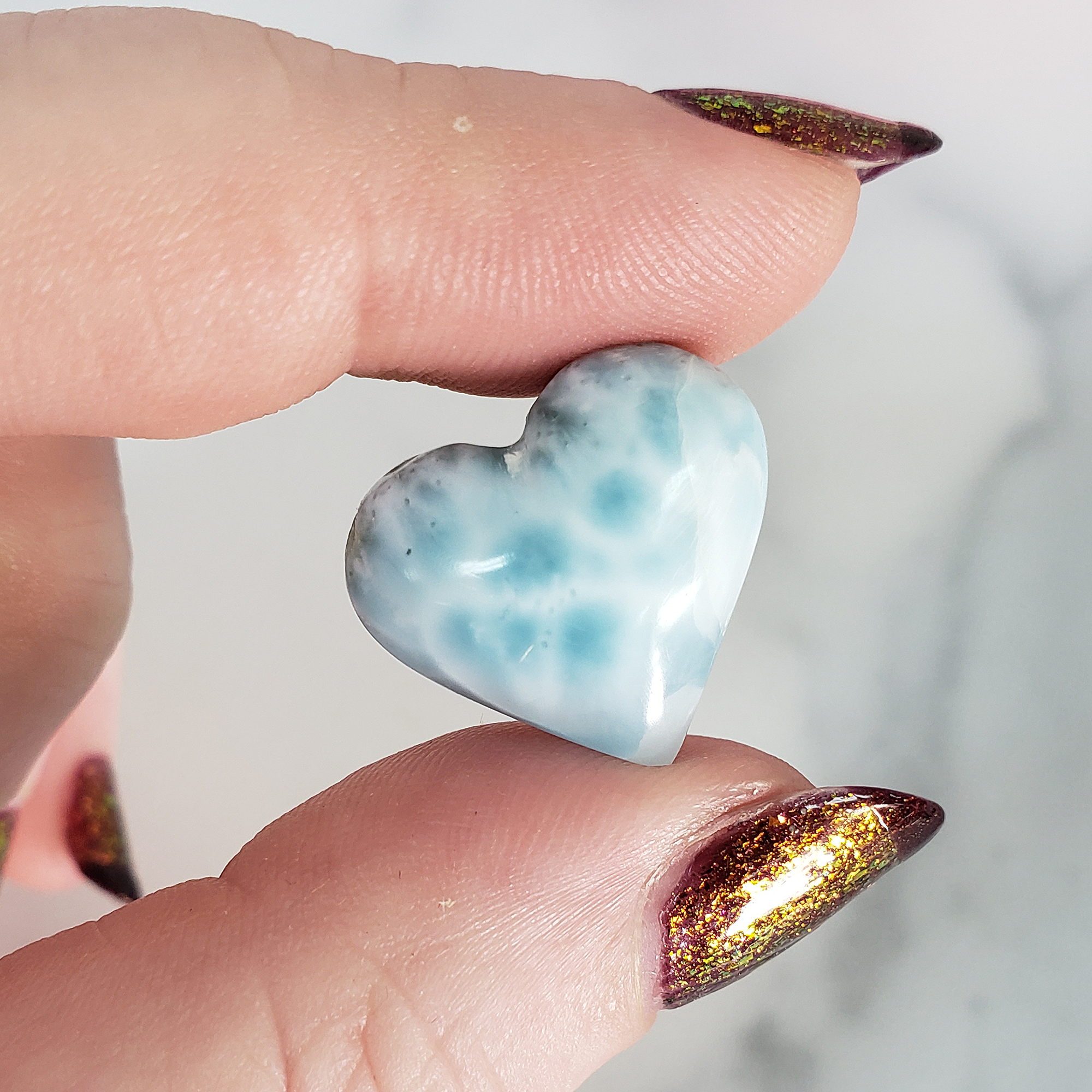 Unique High Quality Larimar Stone Heart Natural Gemstone Cabochon | Gebo