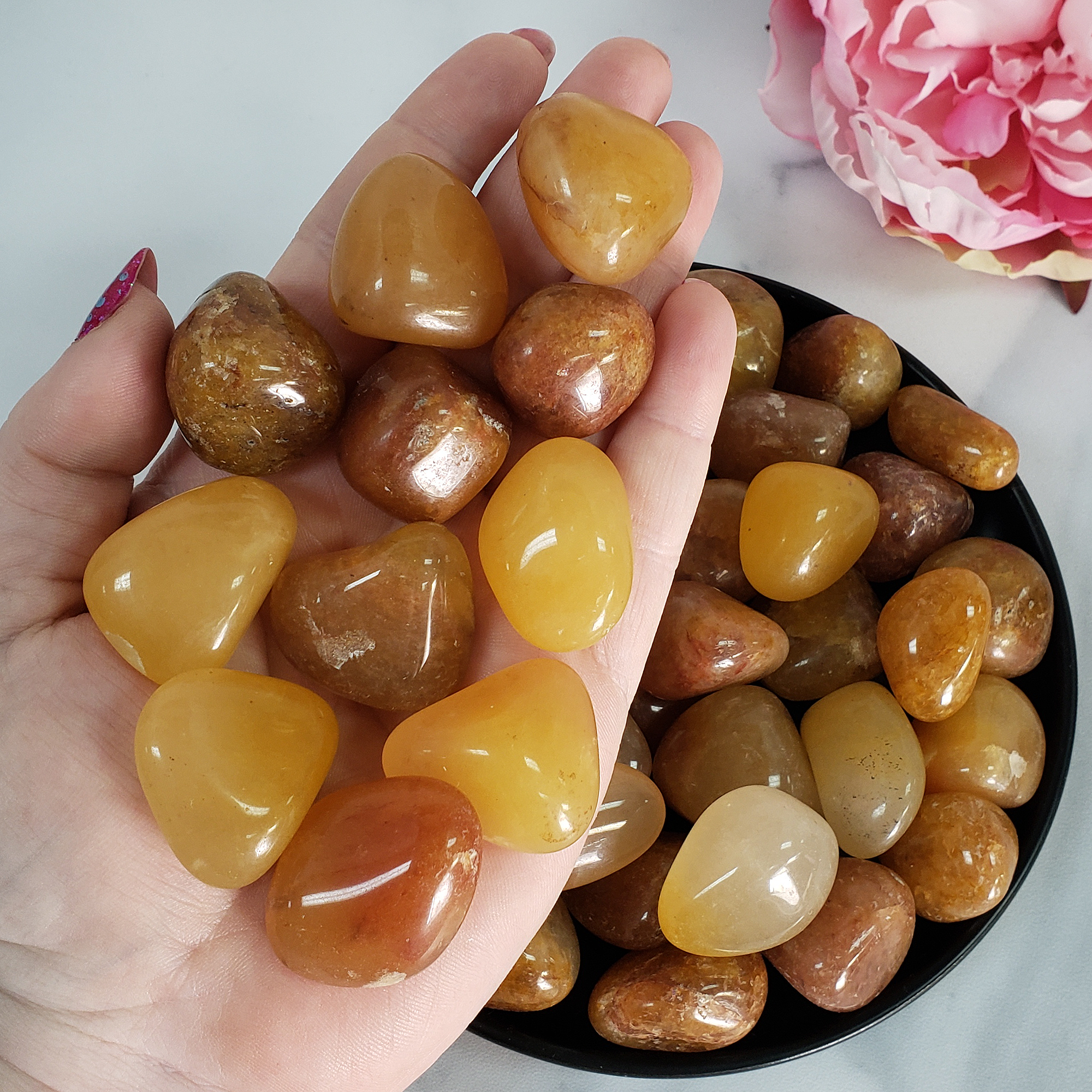 Gold Quartz Crystal Natural Gemstone Tumbled Stone | One Stone | aka Yellow Aventurine - 1