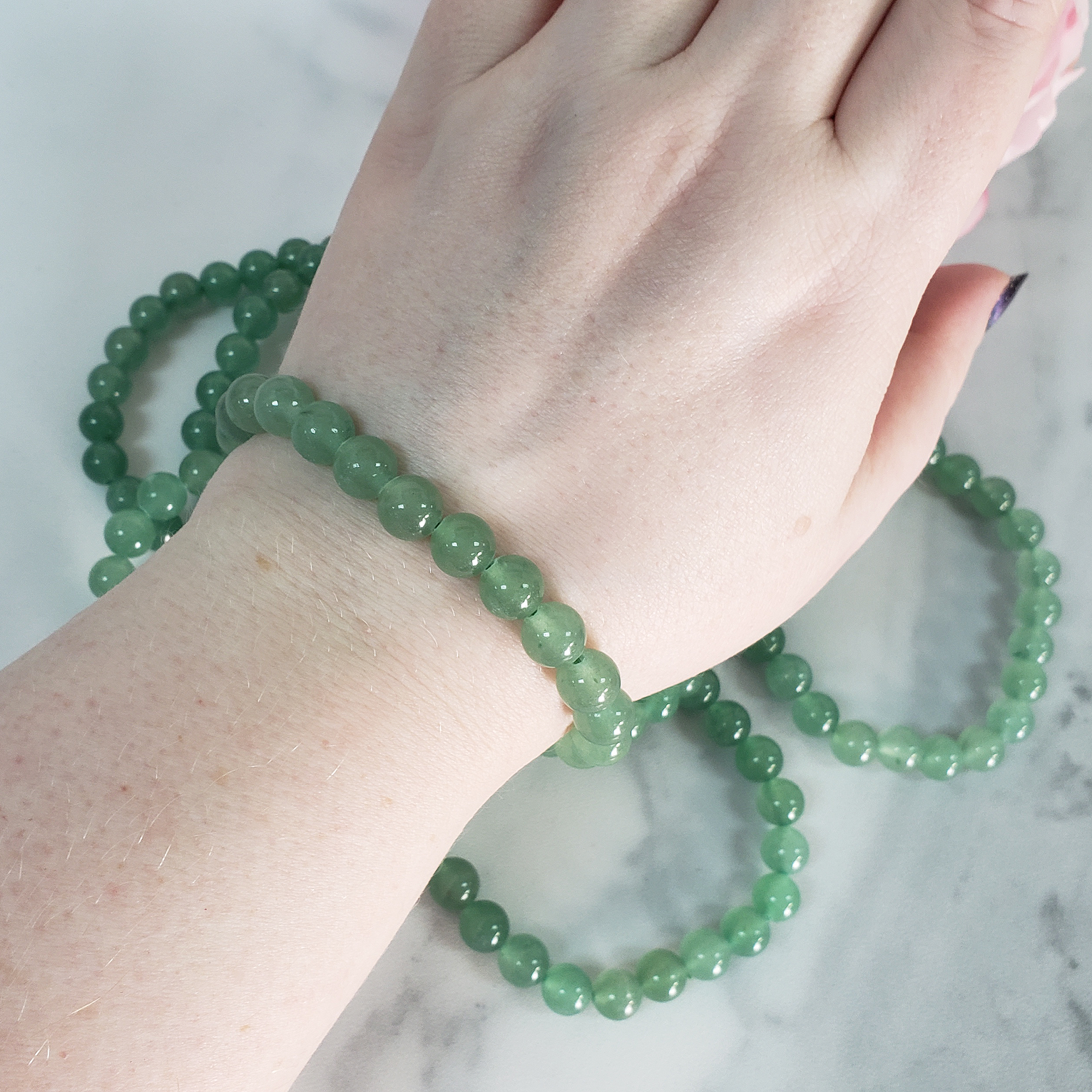 Green Aventurine Crystal Natural Gemstone 7-8mm Beaded Bracelet - 5