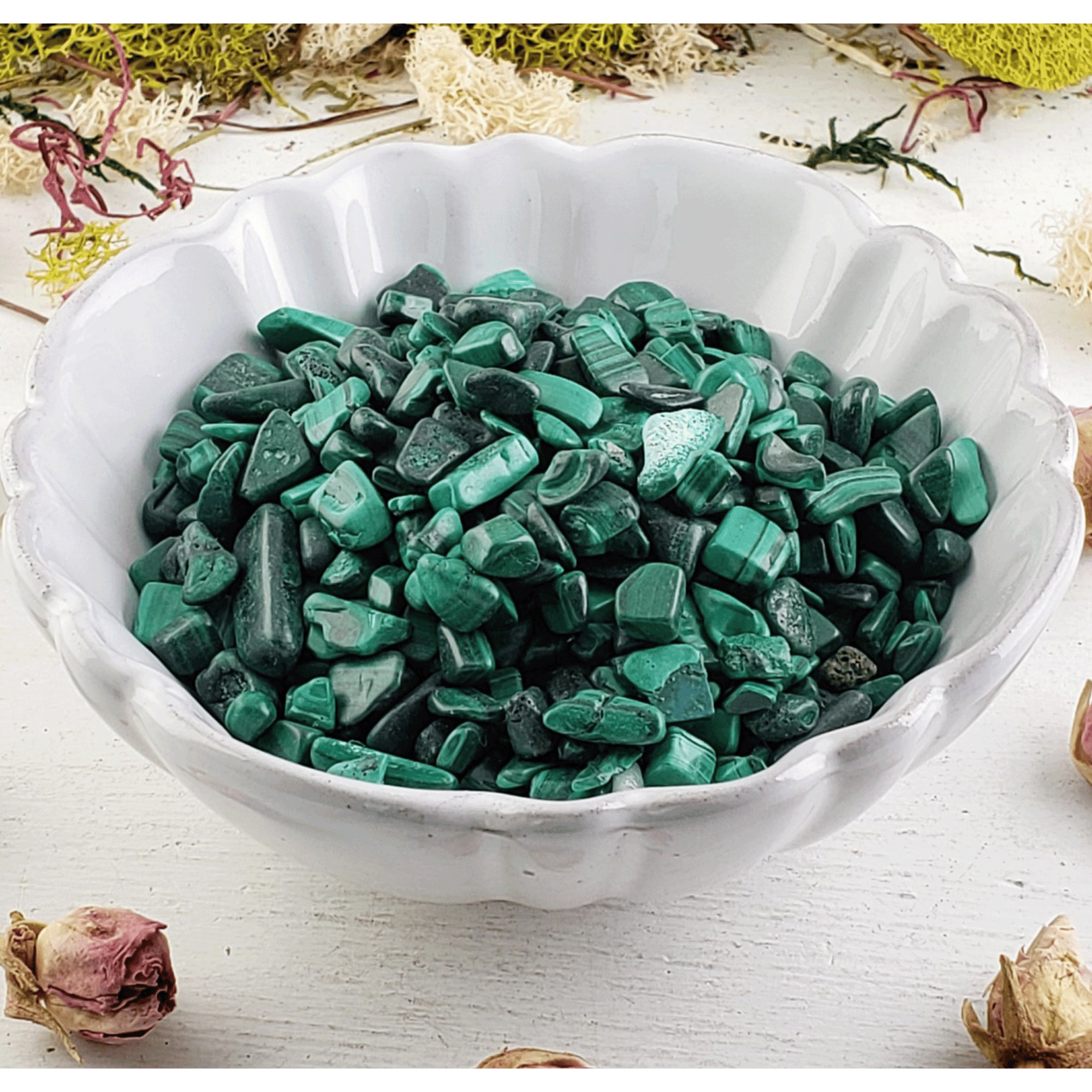 Malachite Stone Natural Crystal Chips By the Ounce | Real Malachite Chips