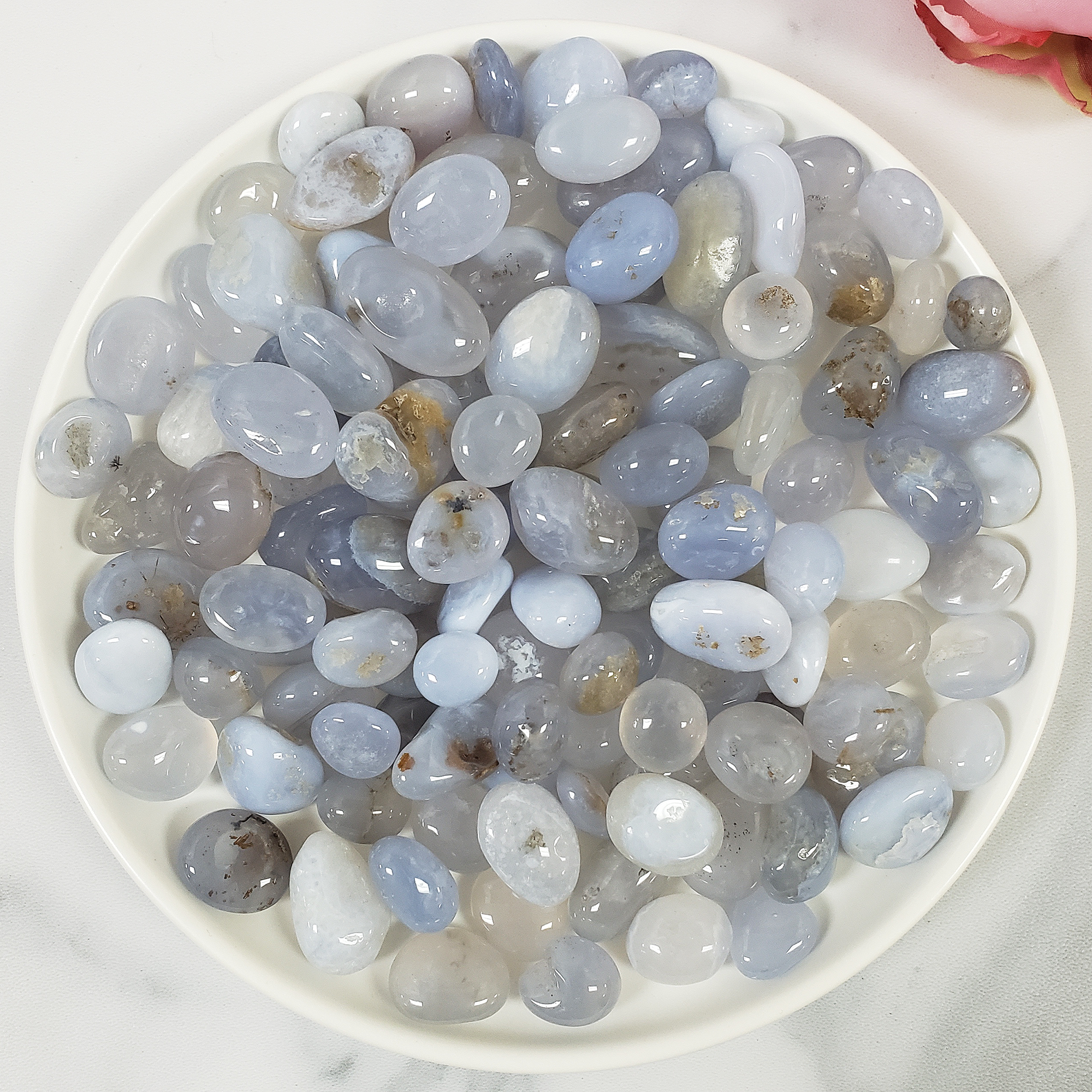 Grey-Blue Agate Chalcedony Crystal Natural Gemstone Tumbled Stone | Multiple Sizes