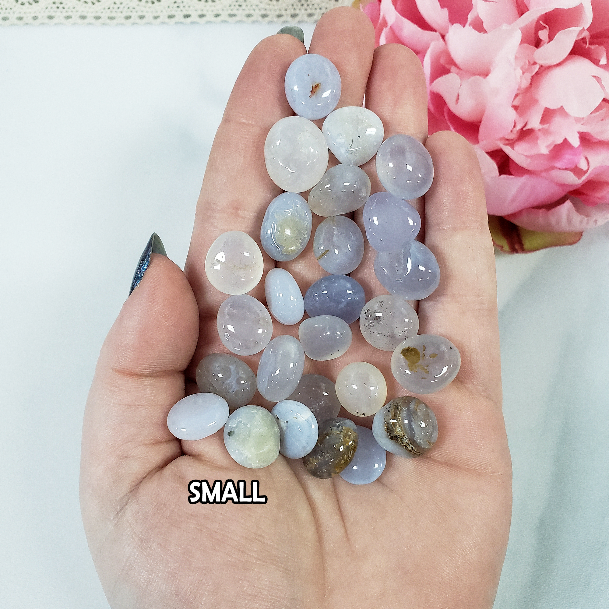 Grey-Blue Agate Chalcedony Crystal Natural Gemstone Tumbled Stone | Multiple Sizes - 3