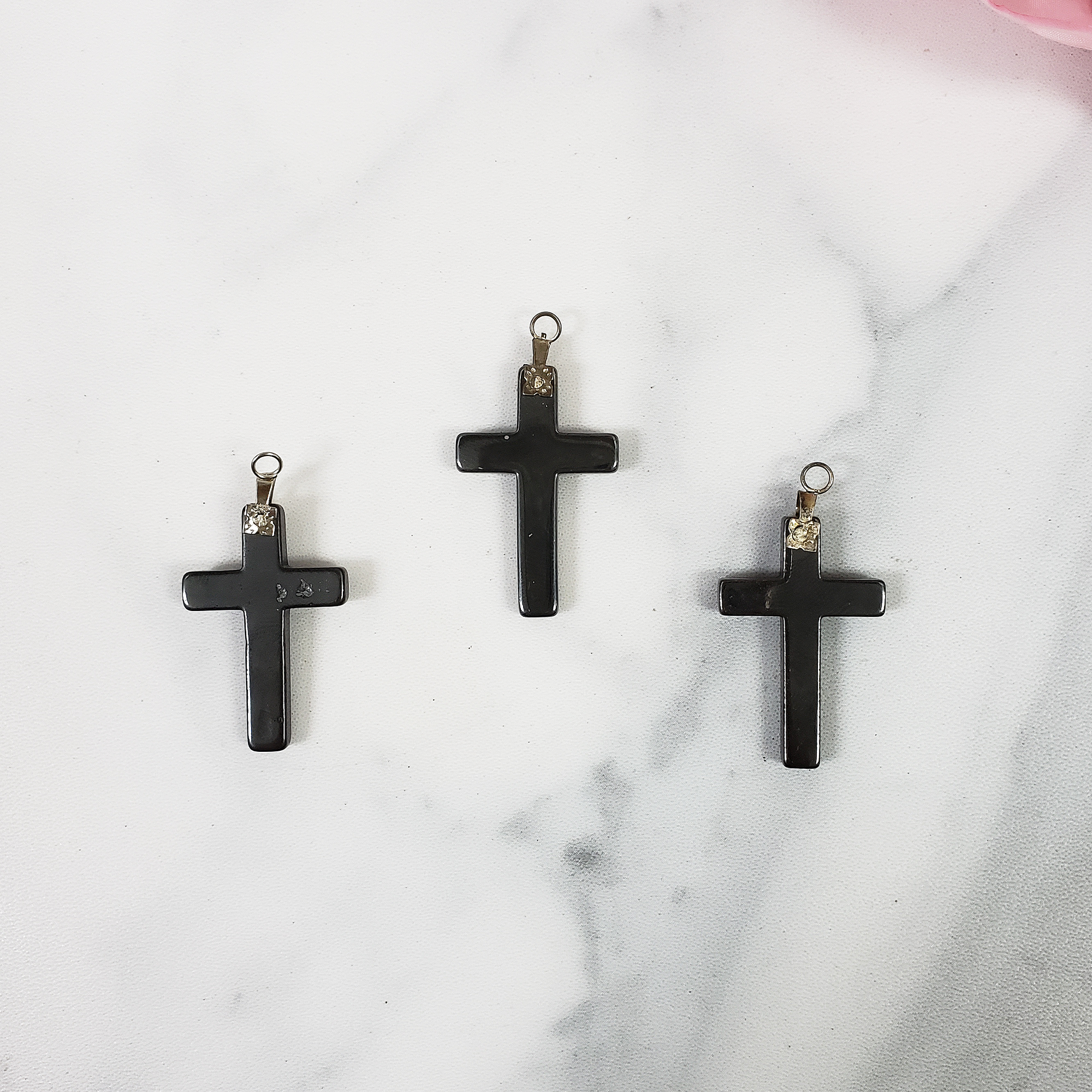 Hematite Stone Cross Pendant Natural Gemstone Pendant - 2