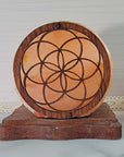 Himalayan Salt Shabby Chic Table Decoration - Wood Flower of Life Carving