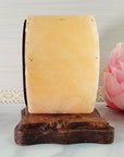 Himalayan Salt Shabby Chic Table Decoration - Wood Lotus Carving