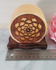 Himalayan Salt Shabby Chic Table Decoration - Wood Lotus Carving