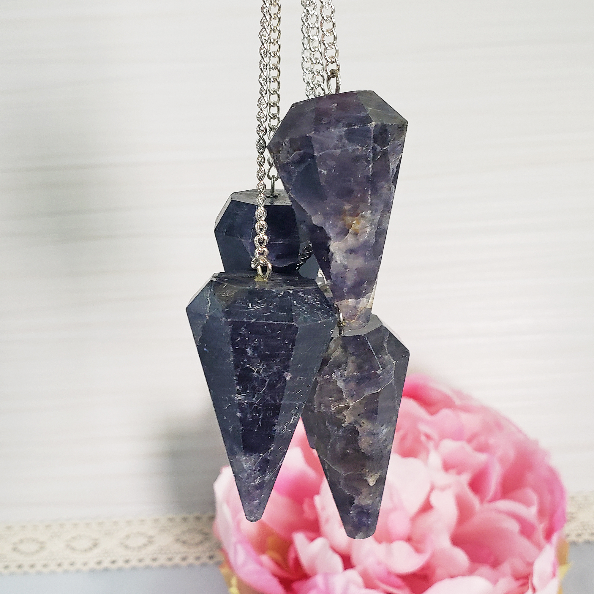 Iolite Stone Natural Gemstone Crystal Pendulum | Spiritual Tool