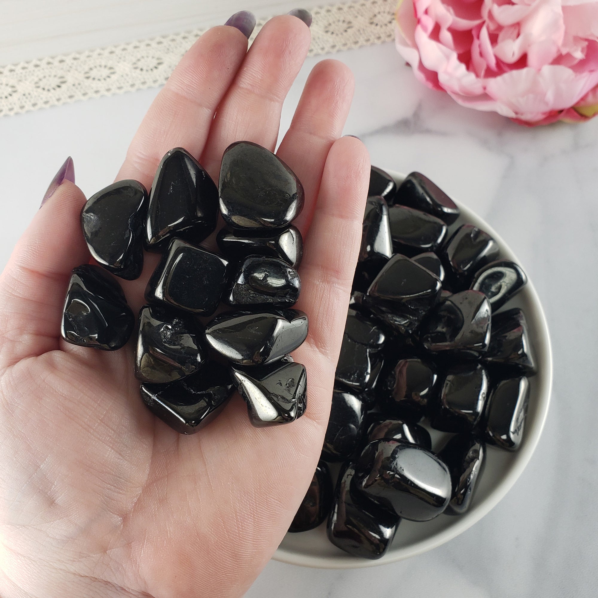 Jet Stone Organic Natural Crystal Gemstone Freeform Tumbled Stone | Evil Eye Protection