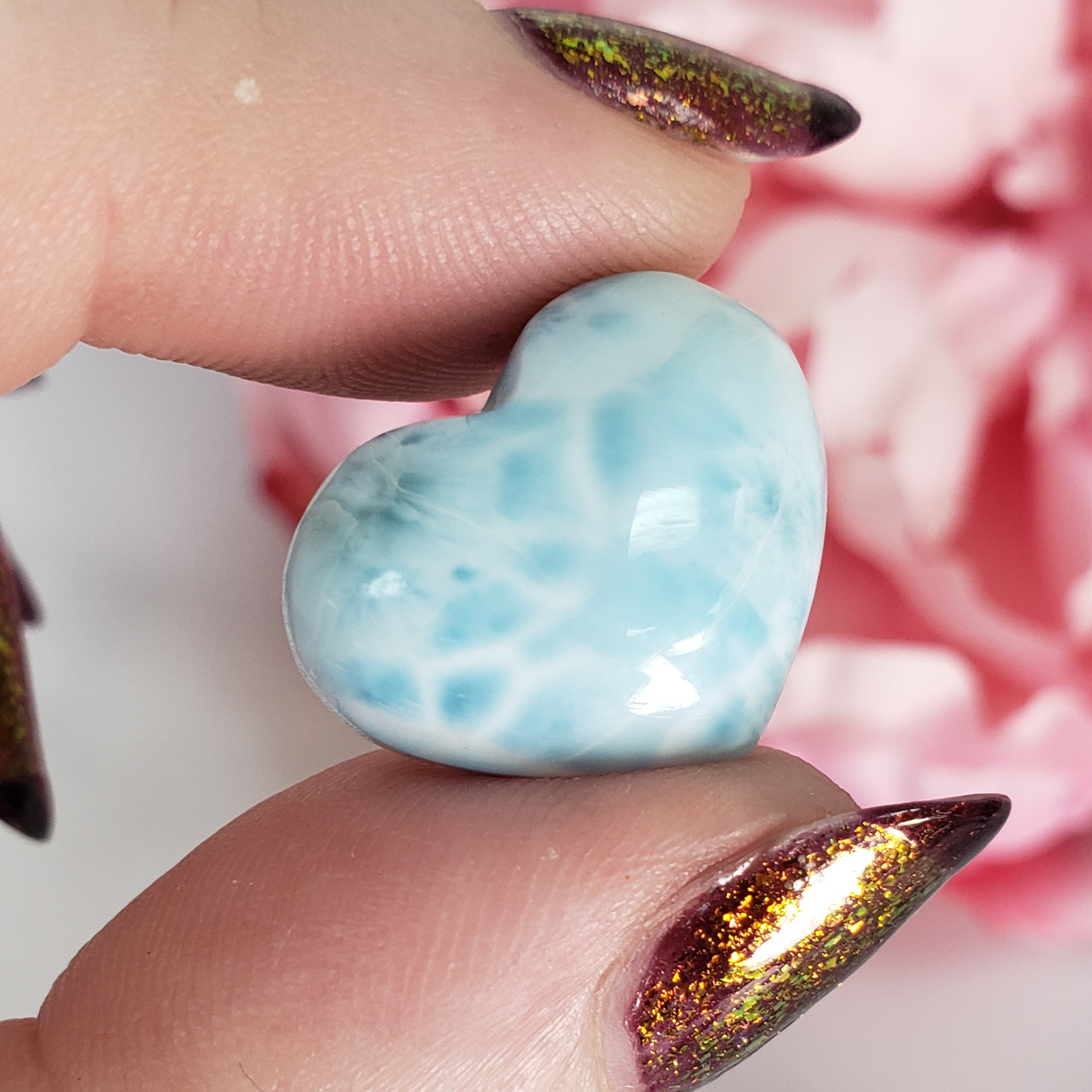 Unique High Quality Larimar Stone Heart Natural Gemstone Cabochon | Kennaz