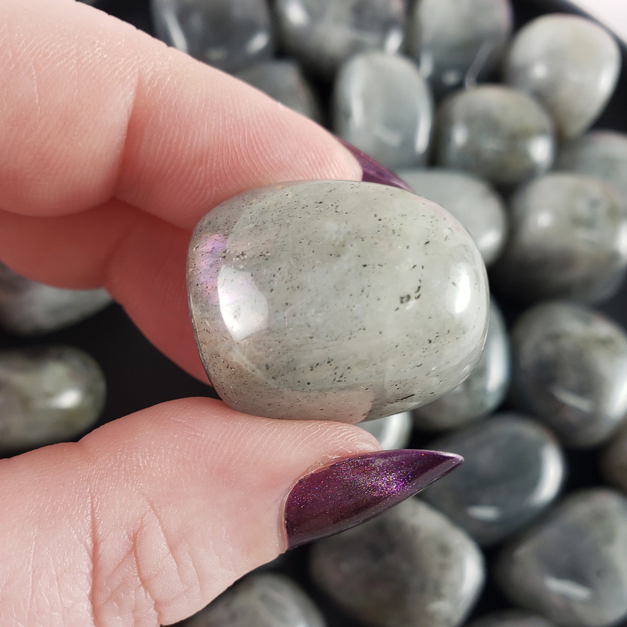 Labradorite Crystal Natural Gemstone Tumbled Stone | Small Purple Labradorite Flash