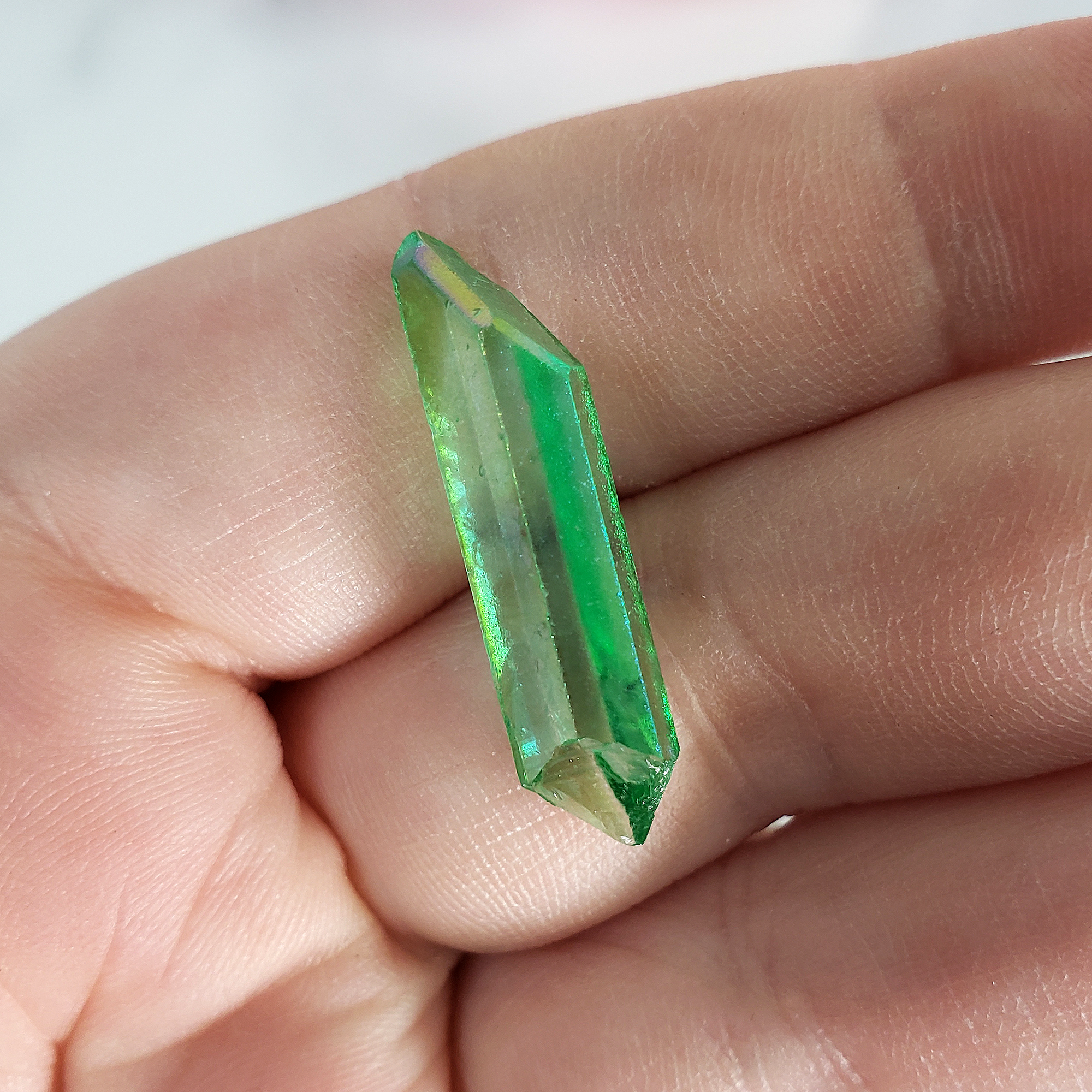 Lime Green Aura Quartz Crystal Rough Gemstone Point | Undrilled - 3