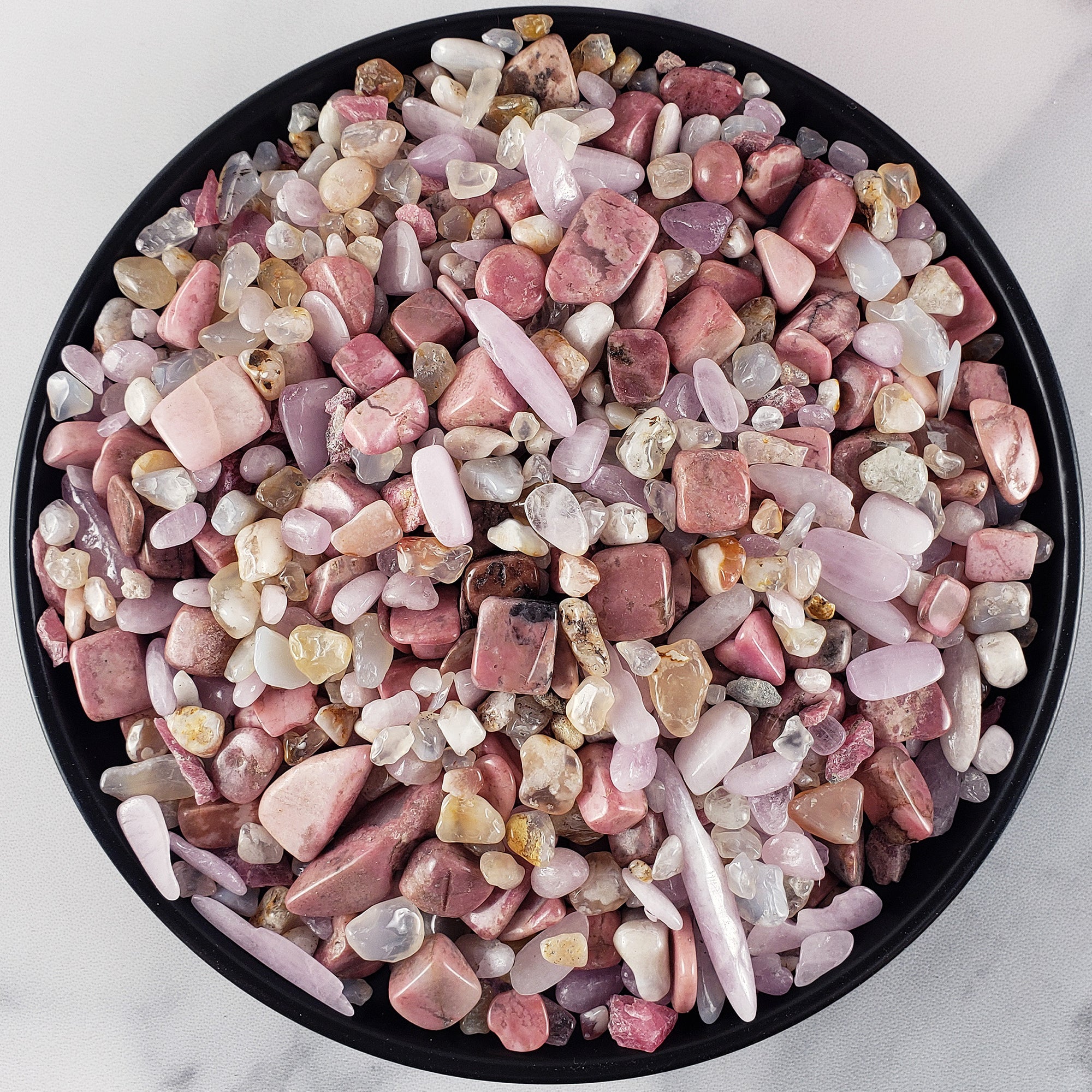 Love Story Natural Crystal Confetti Chips Mix By the Ounce | Kunzite, Rhodonite, & Cherry Blossom Flower Agate