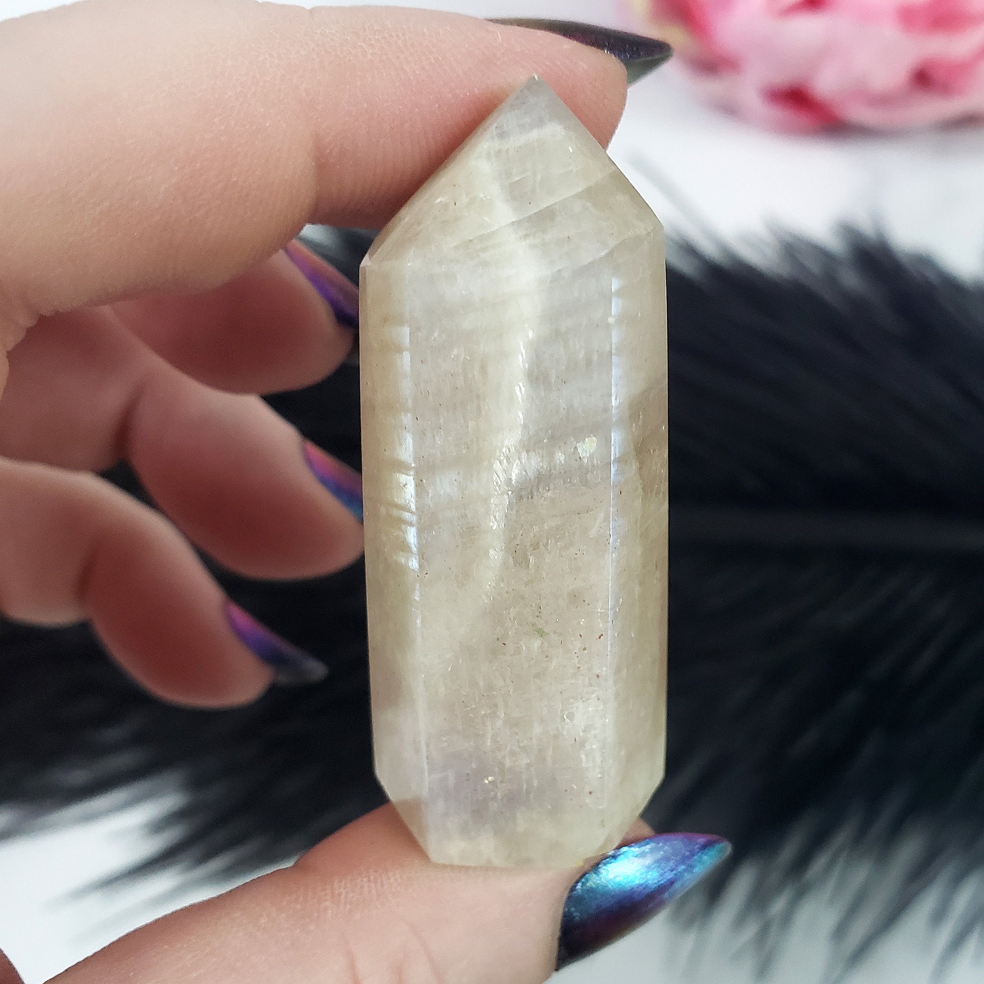 Unique Moonstone Crystal Tower Point High Quality Natural Gemstone Obelisk | Luna - 1
