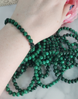 Green Malachite Stone Natural Crystal 7-8mm Beaded Bracelet - 10