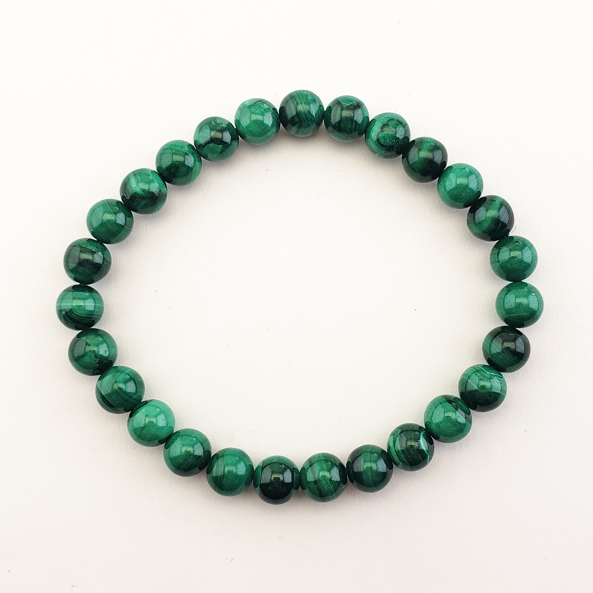 Green Malachite Stone Natural Crystal 7-8mm Beaded Bracelet - 6