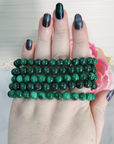 Green Malachite Stone Natural Crystal 7-8mm Beaded Bracelet - 1
