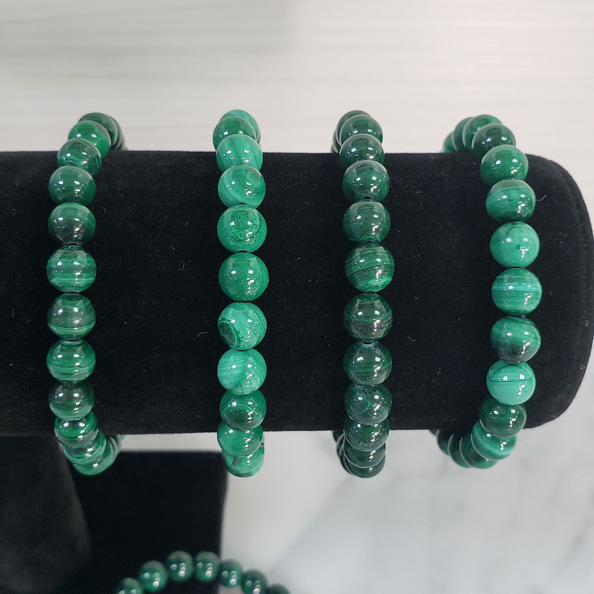 Green Malachite Stone Natural Crystal 7-8mm Beaded Bracelet - 5