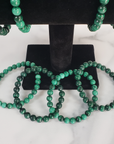 Green Malachite Stone Natural Crystal 7-8mm Beaded Bracelet - 7