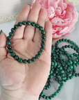 Green Malachite Stone Natural Crystal 7-8mm Beaded Bracelet - 8
