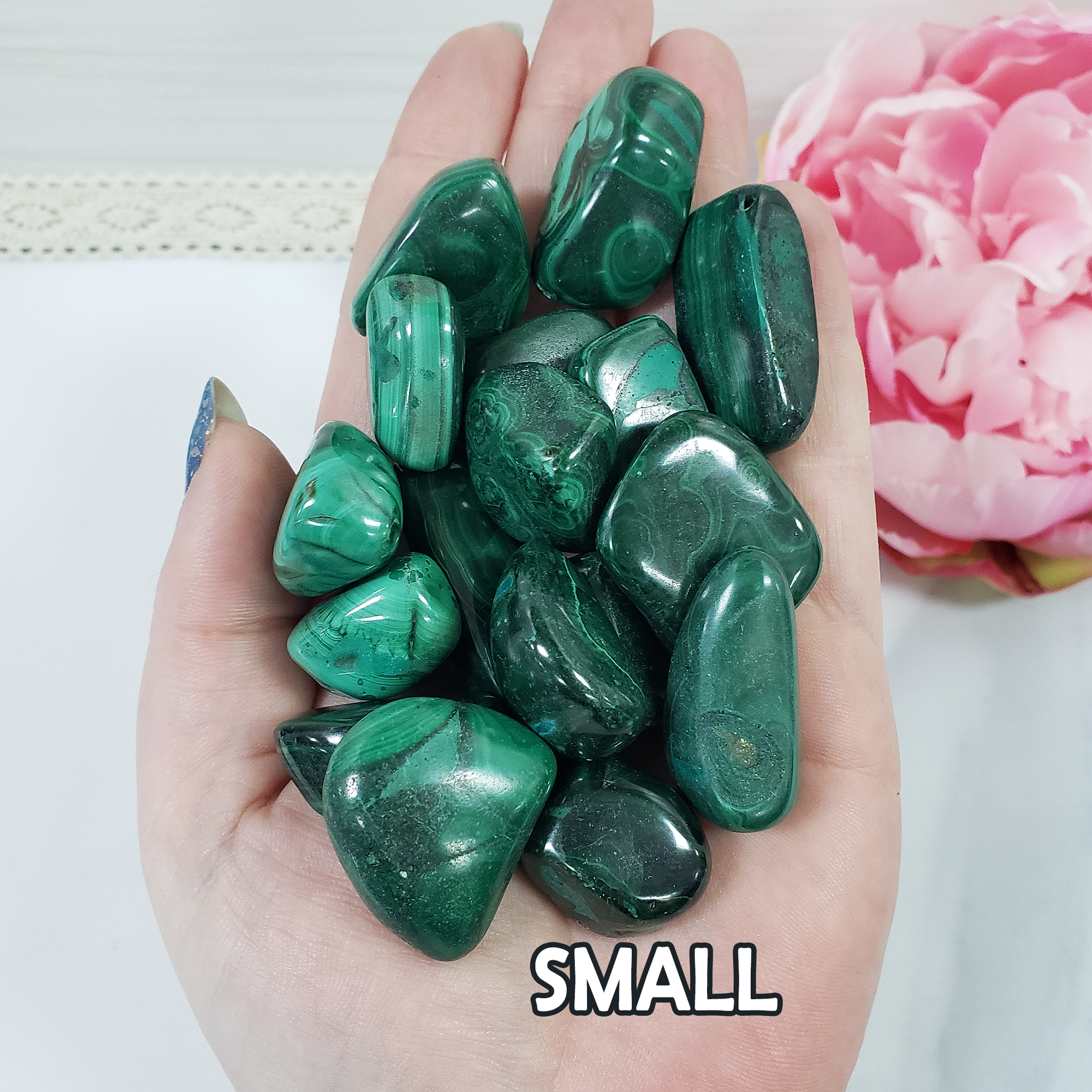 Green Malachite Crystal Natural Gemstone Tumbled Stone | One Stone | Multiple Sizes! - 3