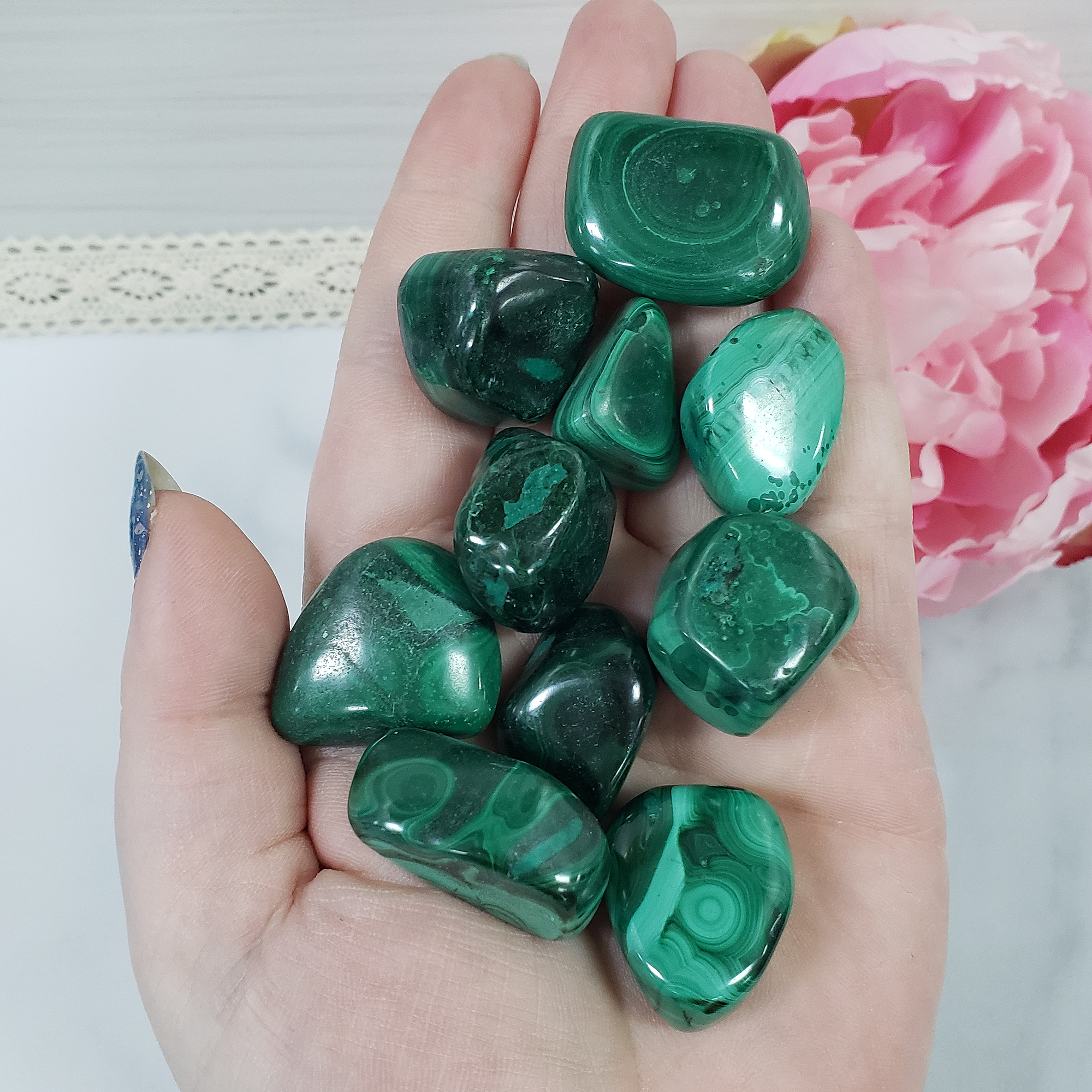 Green Malachite Crystal Natural Gemstone Tumbled Stone | One Stone | Multiple Sizes! - 9