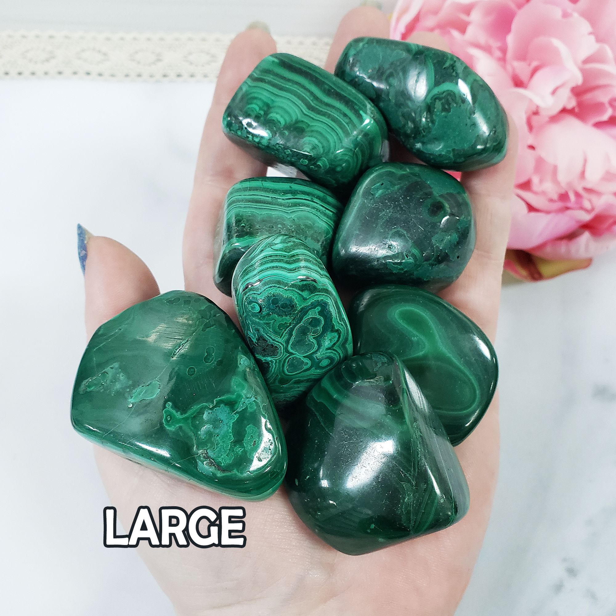 Green Malachite Crystal Natural Gemstone Tumbled Stone | One Stone | Multiple Sizes! - 5