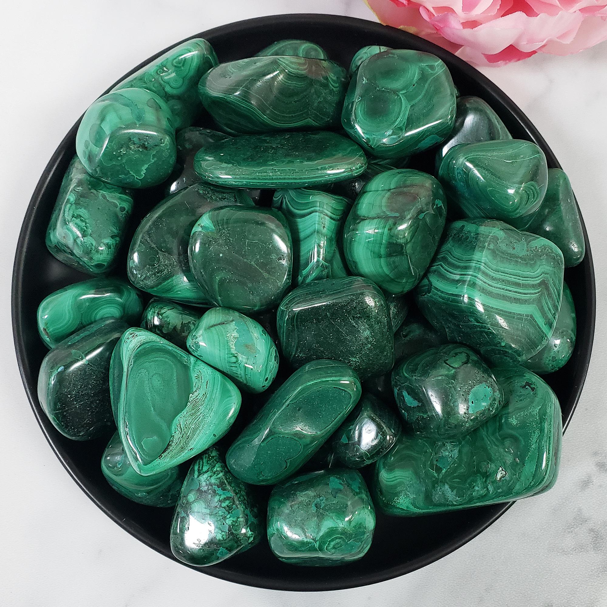 Green Malachite Crystal Natural Gemstone Tumbled Stone | One Stone | Multiple Sizes!