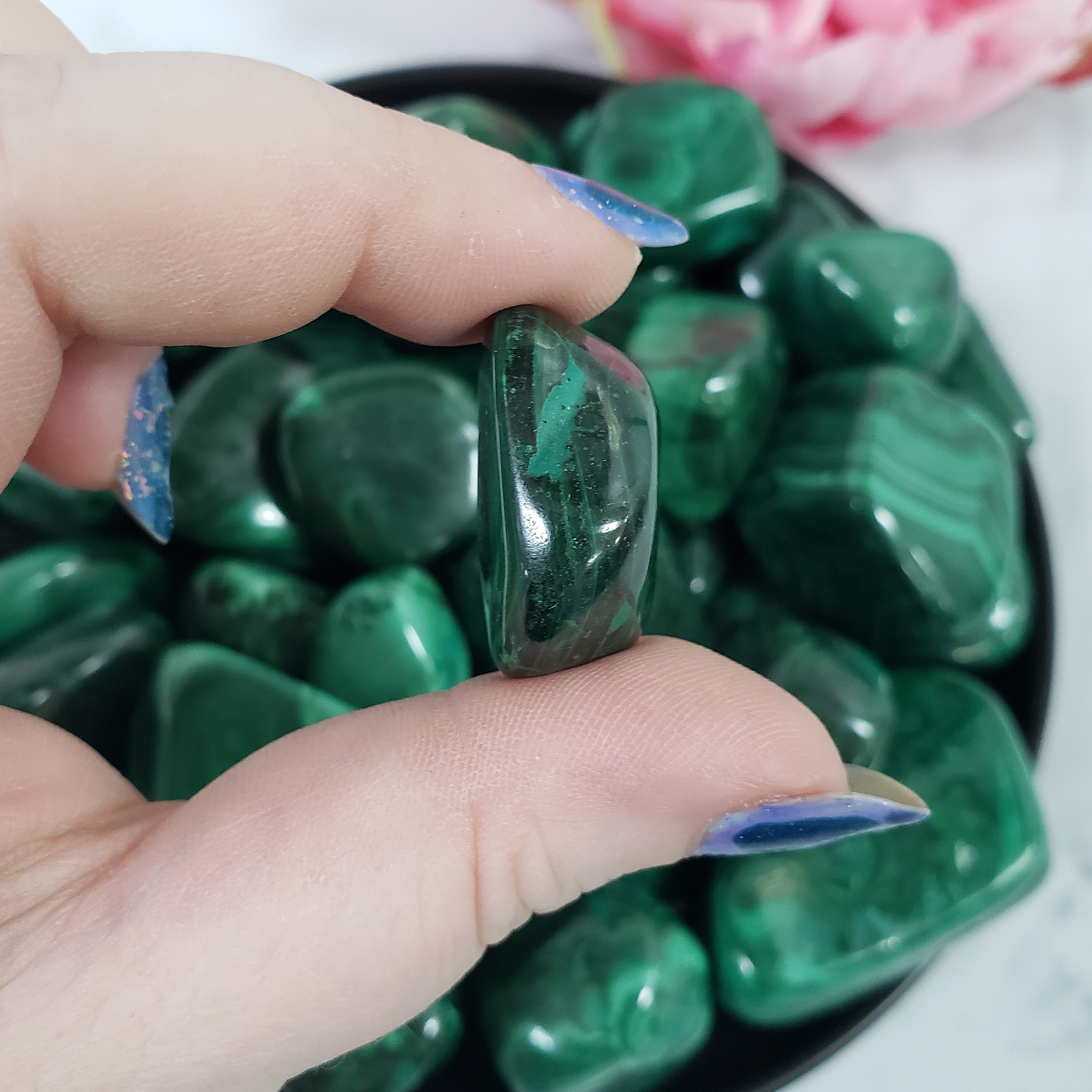 Green Malachite Crystal Natural Gemstone Tumbled Stone | One Stone | Multiple Sizes! - 8