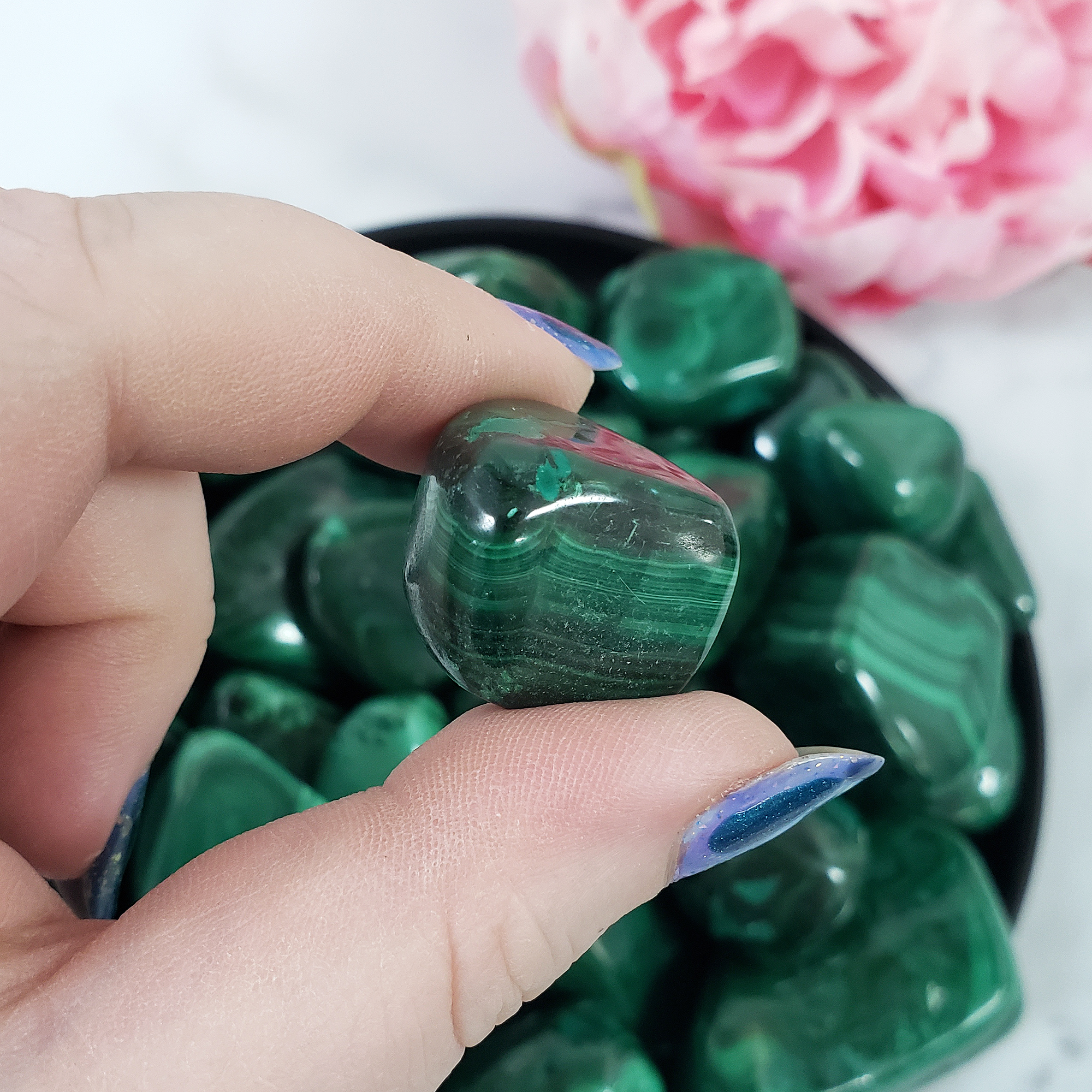 Green Malachite Crystal Natural Gemstone Tumbled Stone | One Stone | Multiple Sizes! = 2