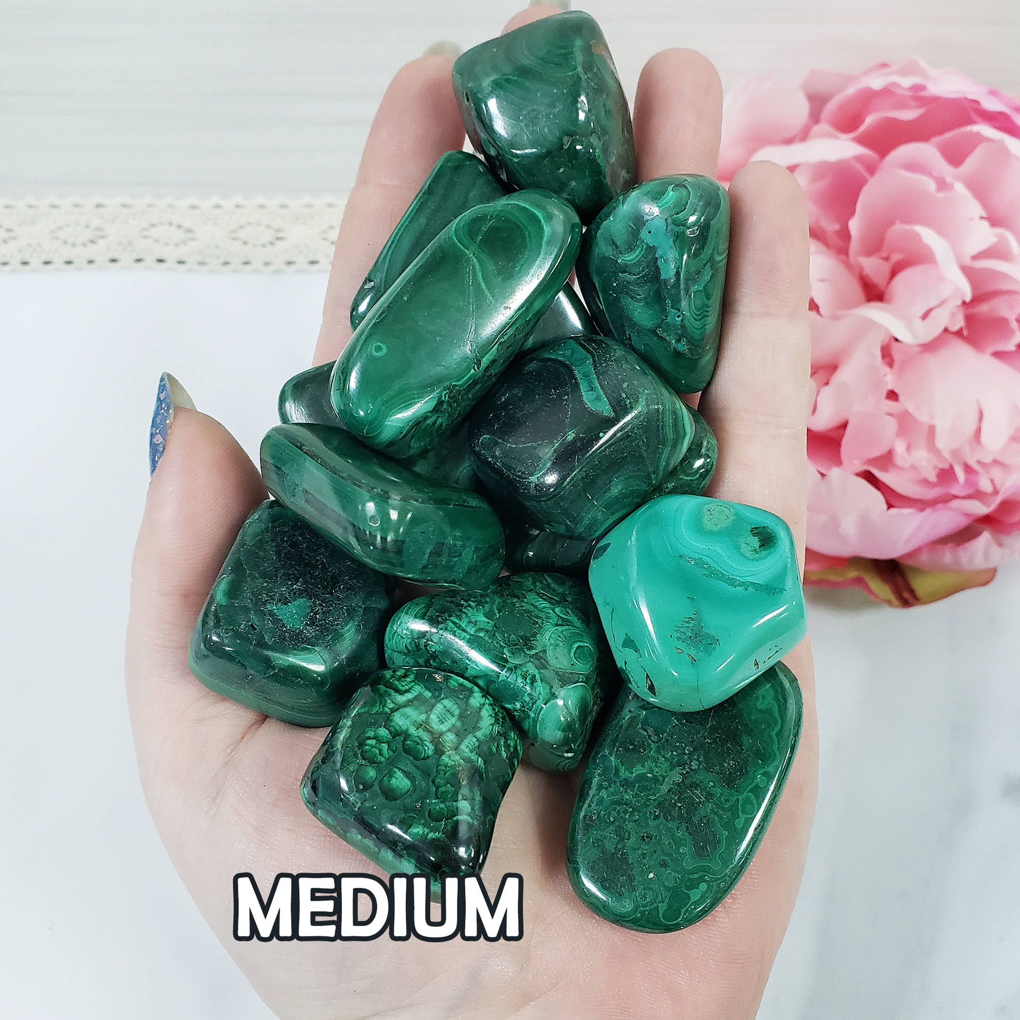 Green Malachite Crystal Natural Gemstone Tumbled Stone | One Stone | Multiple Sizes! - 4