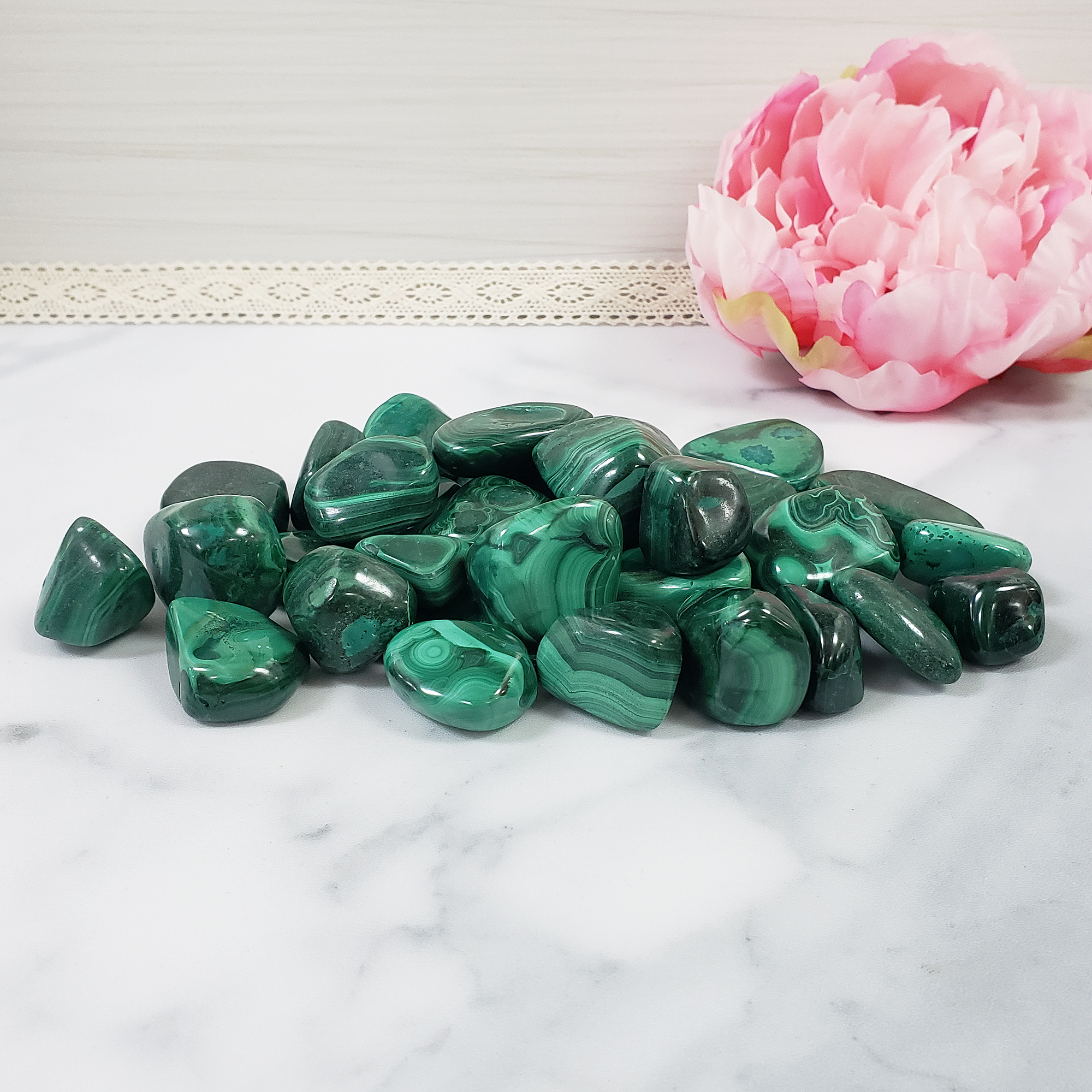 Green Malachite Crystal Natural Gemstone Tumbled Stone | One Stone | Multiple Sizes! - 1