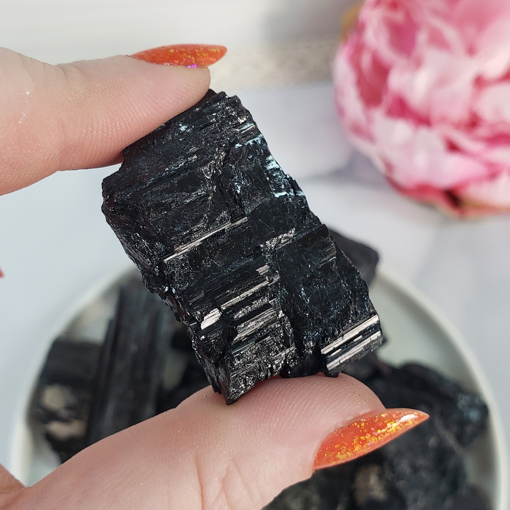 Raw Black Tourmaline Crystal Natural Rough Gemstone | One Stone | MEDIUM - 6