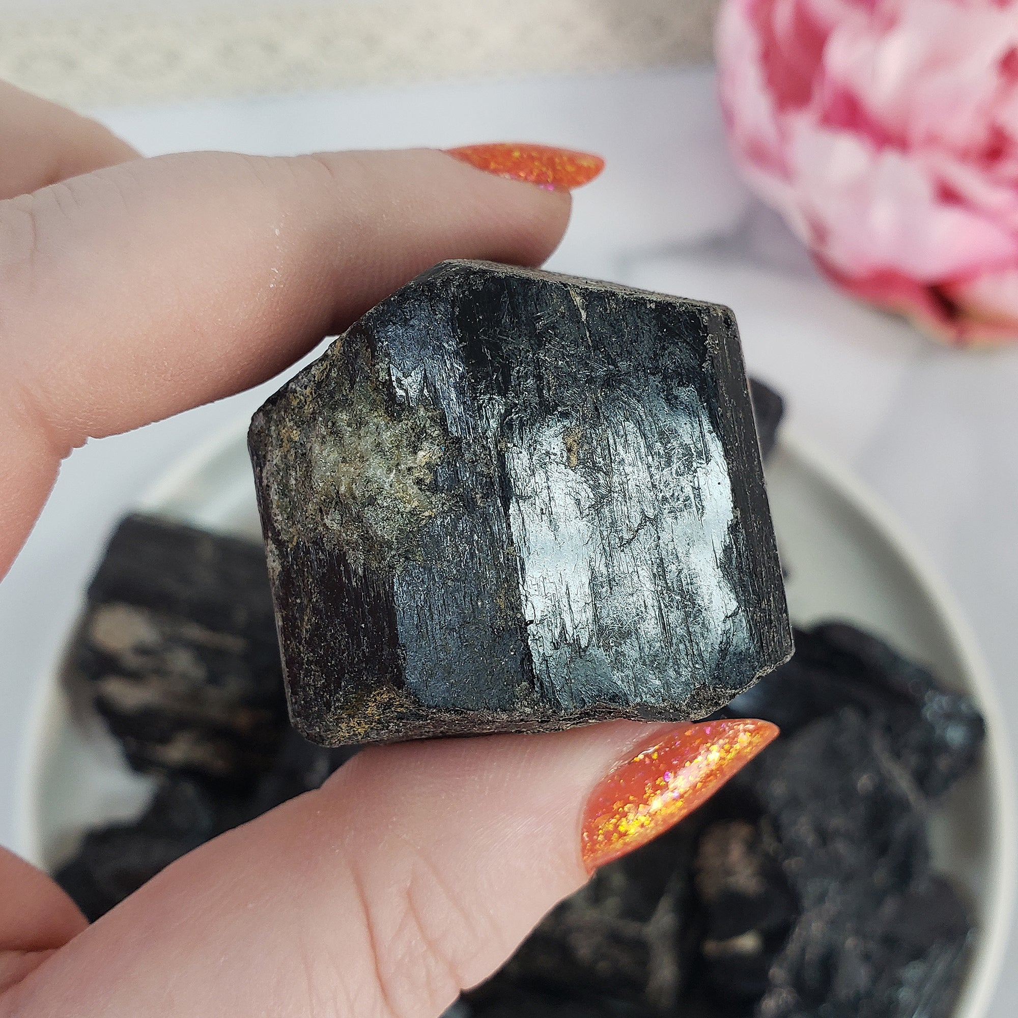 Raw Black Tourmaline Crystal Natural Rough Gemstone | One Stone | MEDIUM - 7