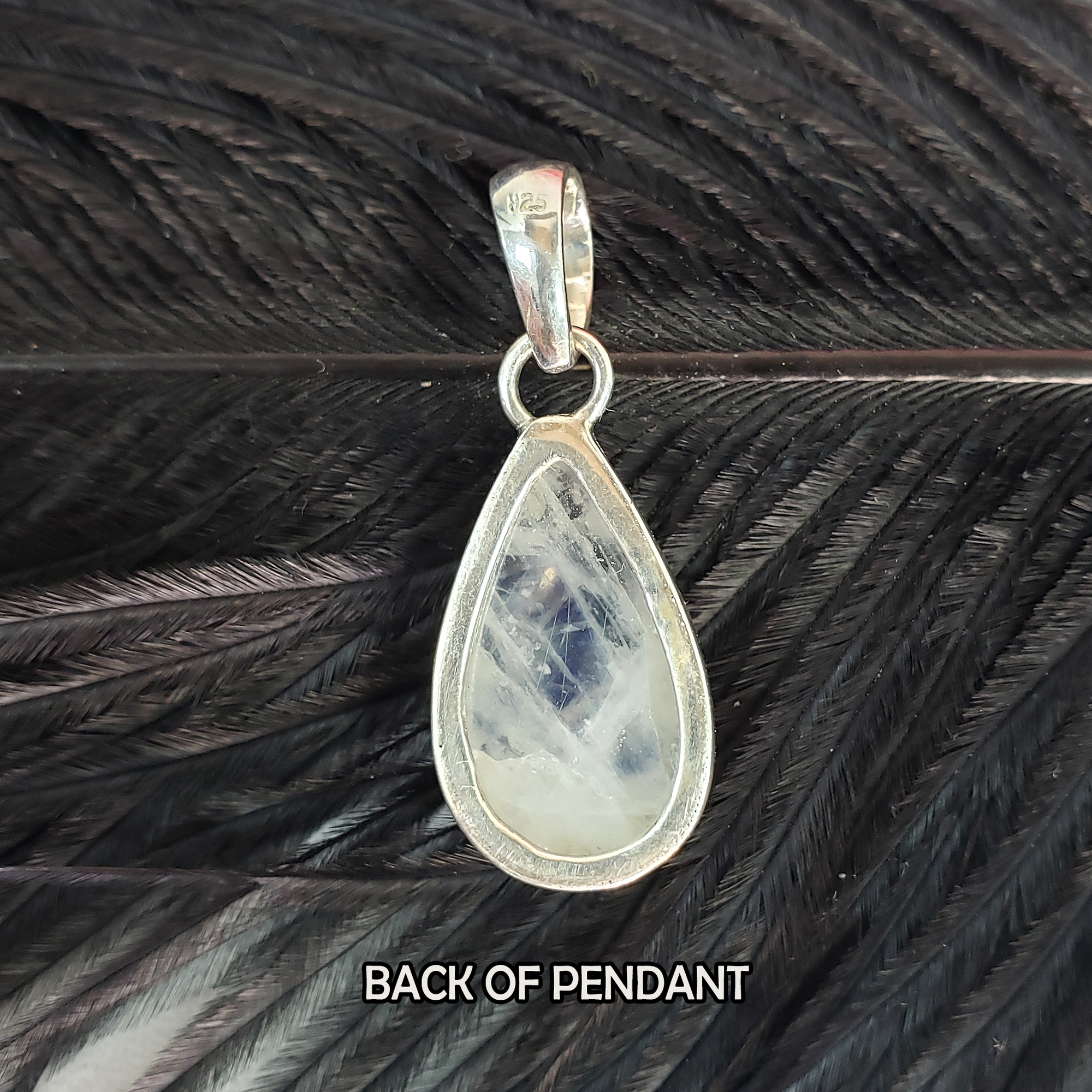 Unique Rainbow Moonstone Natural Crystal 925 Sterling Silver Pendant | Mentor - 2