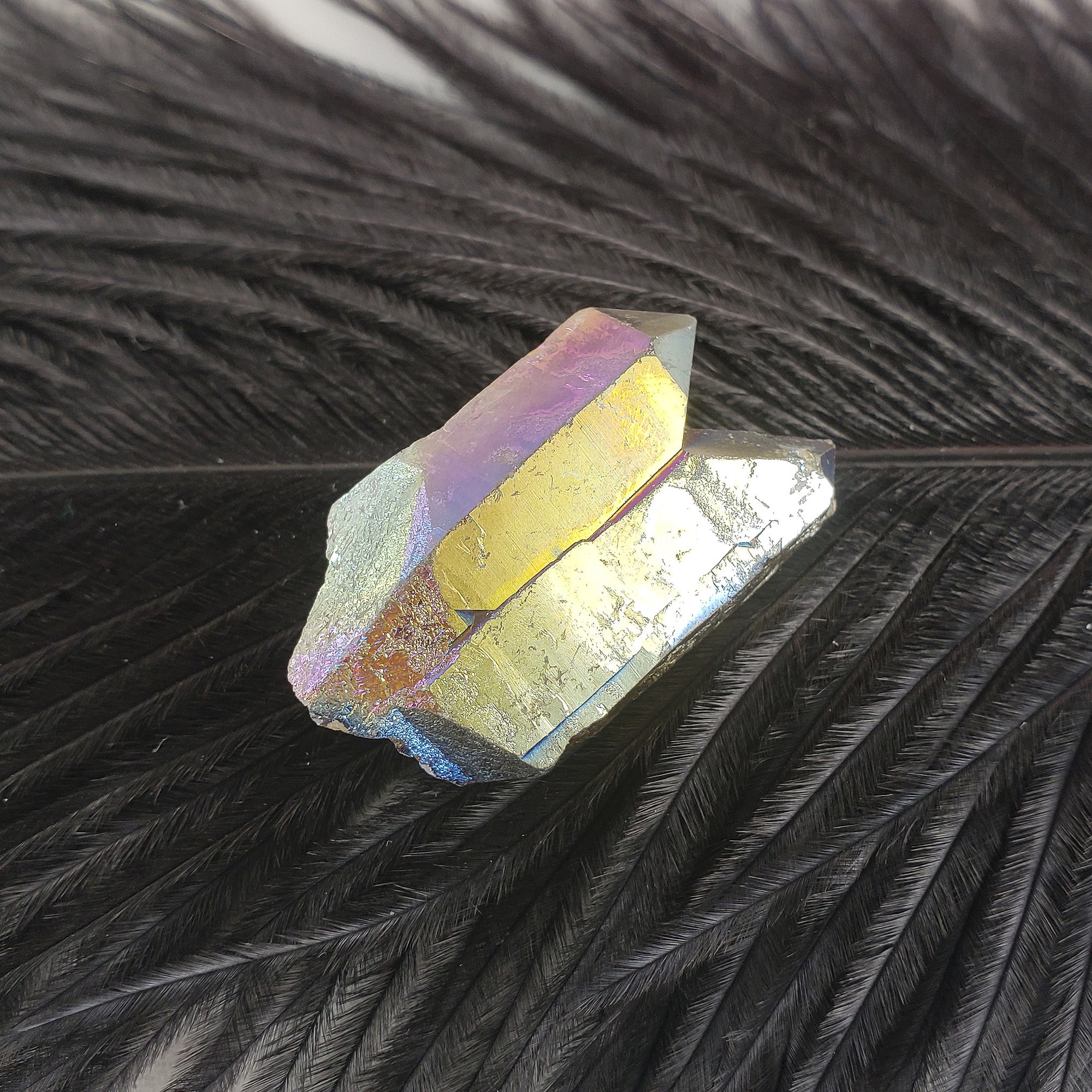 Unique Titanium Rainbow Aura Quartz Crystal Treated Gemstone | Mirai - 1