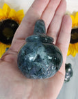 Moss Agate Crystal Carving Natural Gemstone Jack-O-Lantern | Prosperous Pumpkin - 5