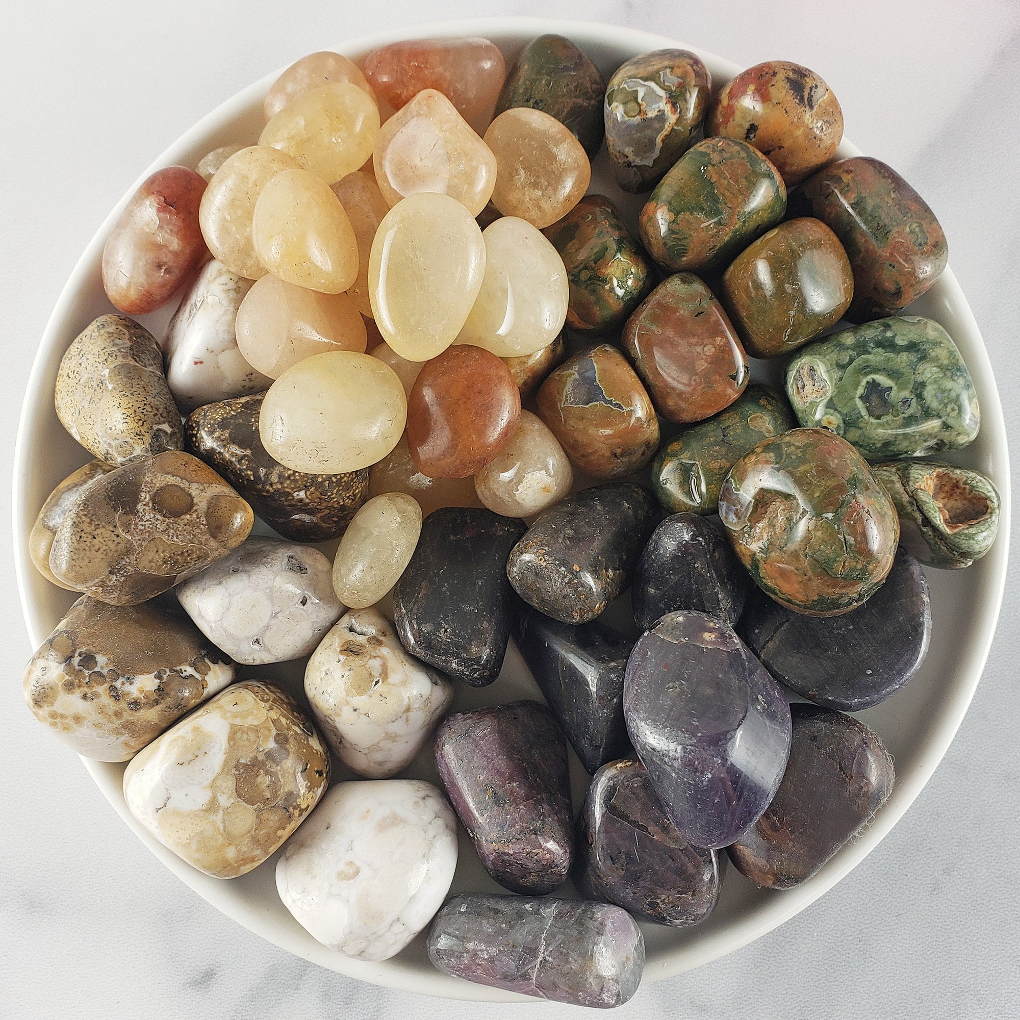 Tumbled Stones Natural Crystal Set for Motivation &amp; Success | Gold Quartz, Rhyolite, King Cobra Jasper, Ruby - Manifesting Goals