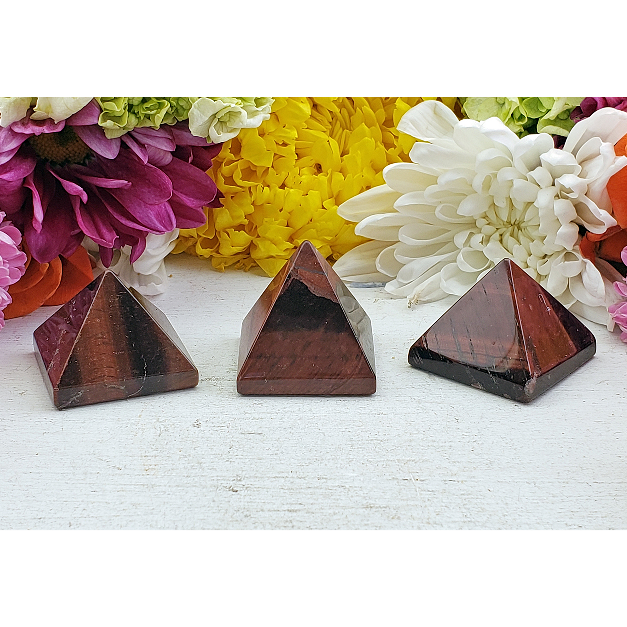 Multi Red Tigers Eye Stone Natural Gemstone Crystal Pyramid - 6