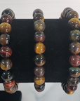 Multi Tigers Eye Crystal Natural Gemstone 7-8mm Bead Bracelet - On Form