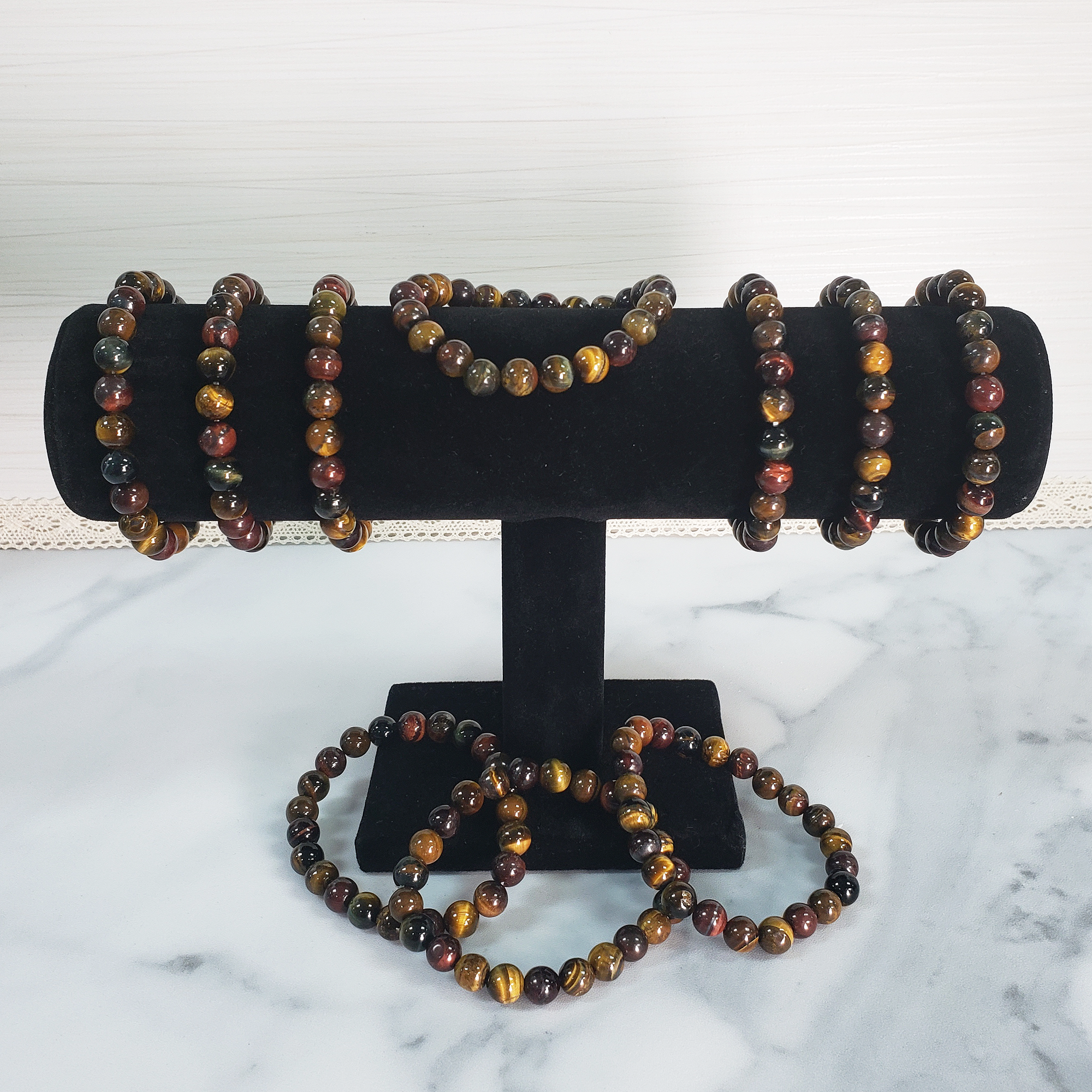 Multi Tigers Eye Crystal Natural Gemstone 7-8mm Bead Bracelet