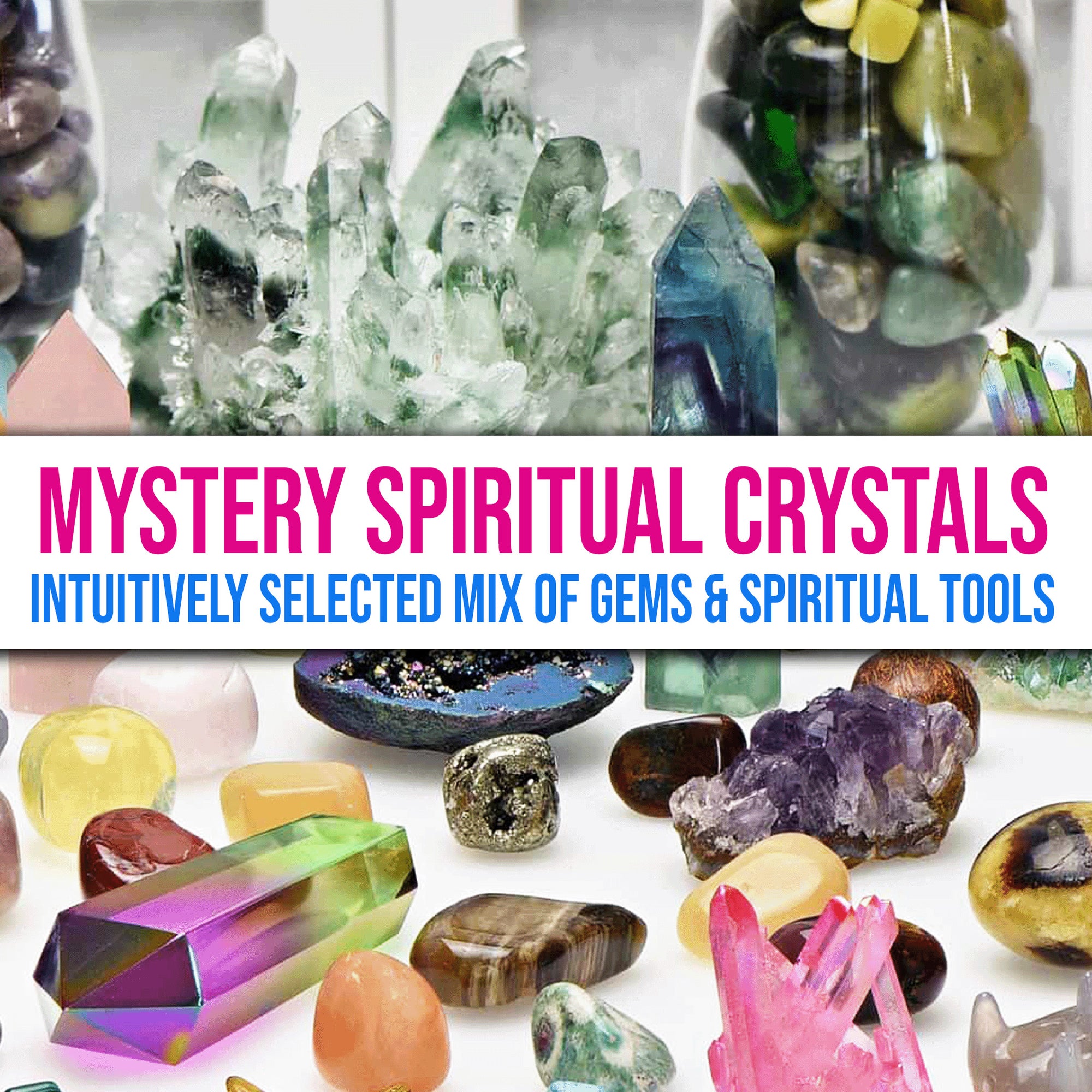 Mystery Spiritual Crystals Set | 5 Assorted Gemstones &amp; Spiritual Tools | Contents Change Each Month!