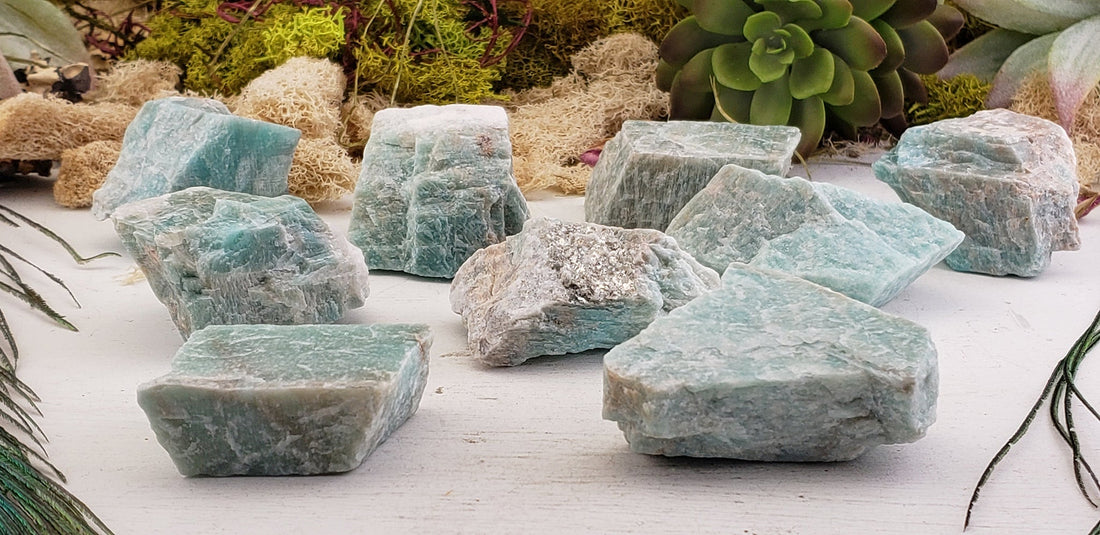 BULK LOT WHOLESALE Amazonite Rough Natural Gemstone - 10 Stones