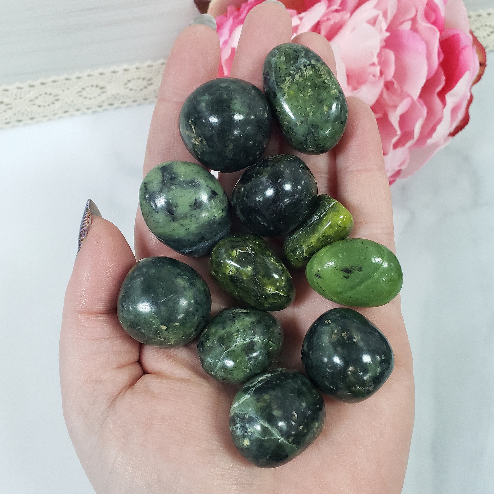 Nephrite Jade Crystal Natural Gemstone Tumbled Stone | One Stone - 1