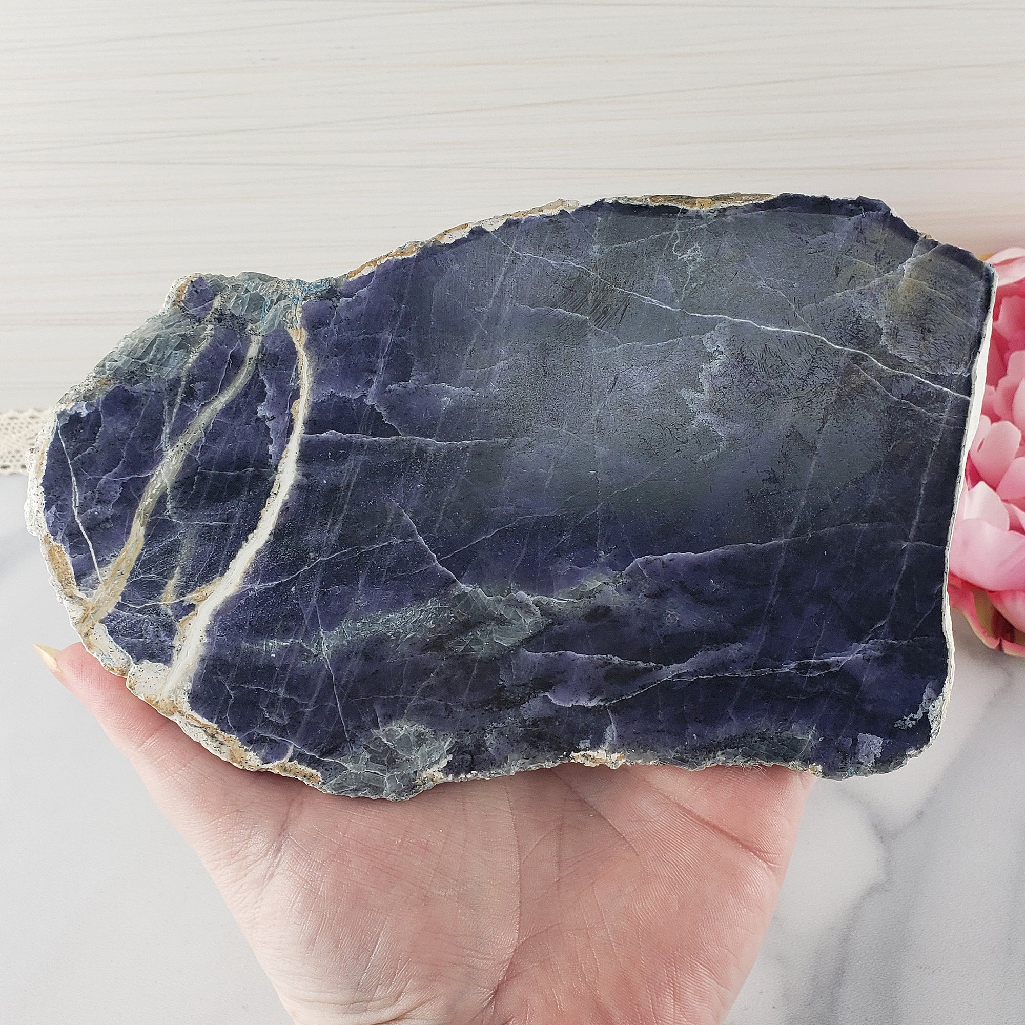 Unique Morado Opal Stone Slab Natural Crystal Slice with Polished Face | Noble - 2