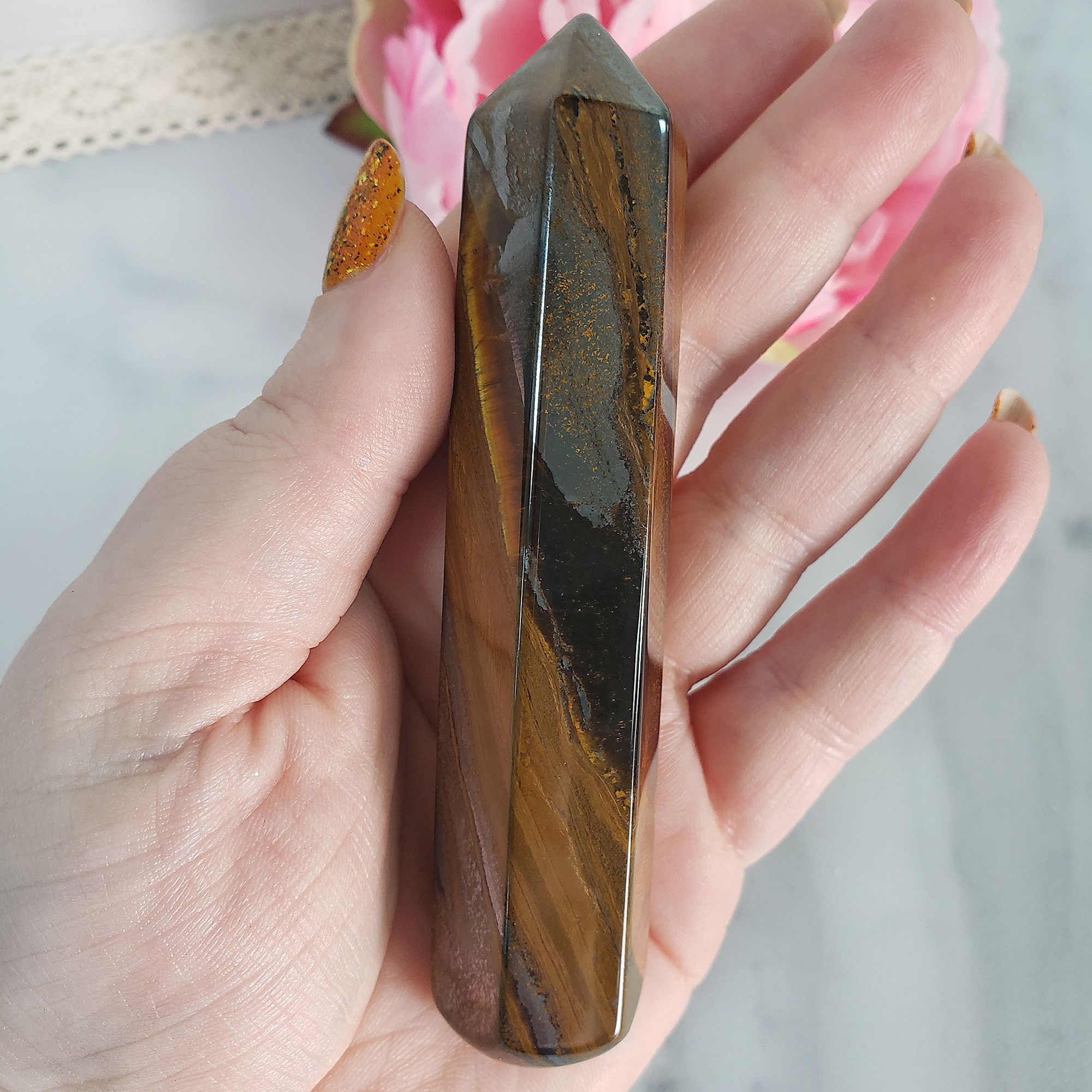 Unique Tiger Iron Hematite Stone Natural Crystal Wand Massage Tool | North - 6