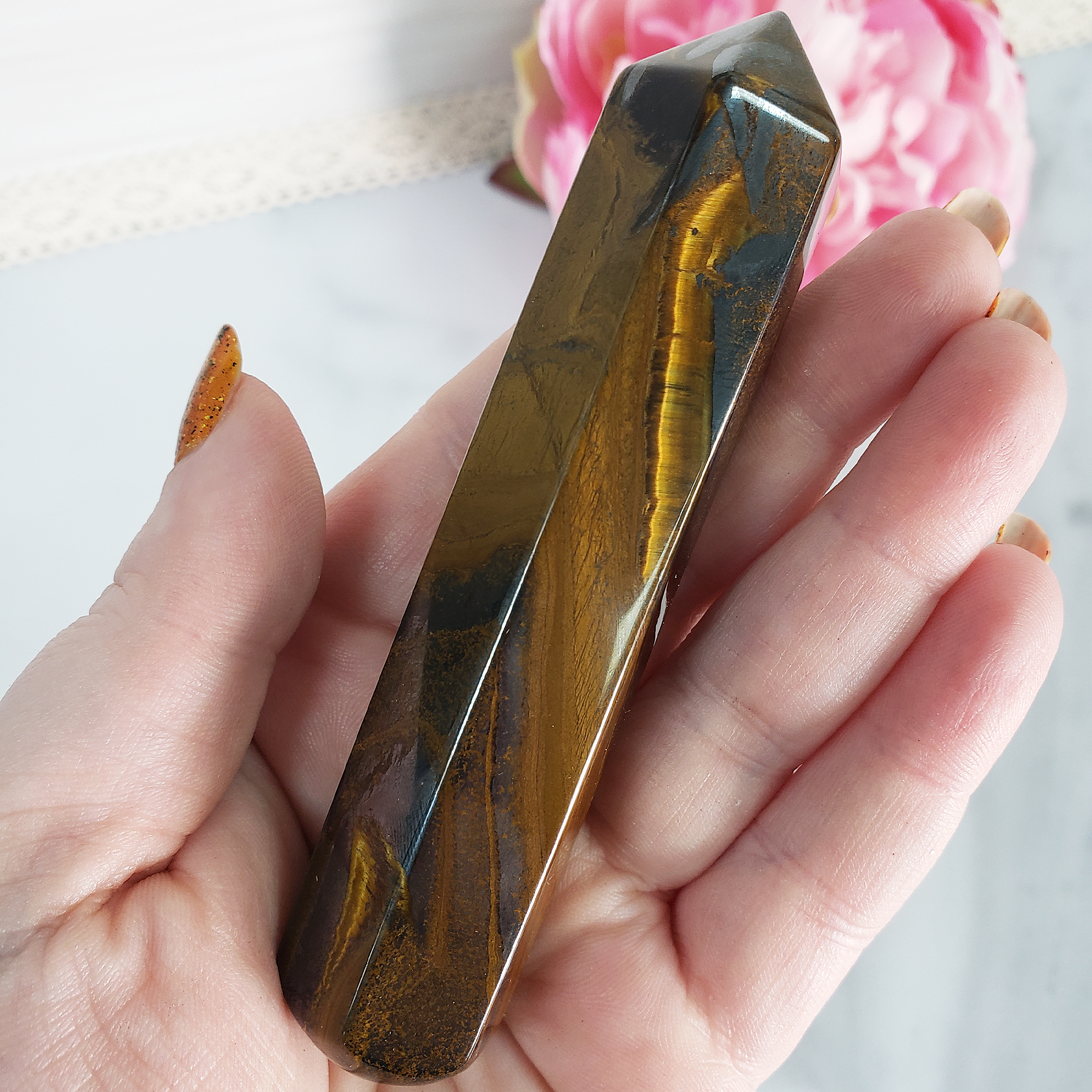 Unique Tiger Iron Hematite Stone Natural Crystal Wand Massage Tool | North - 1