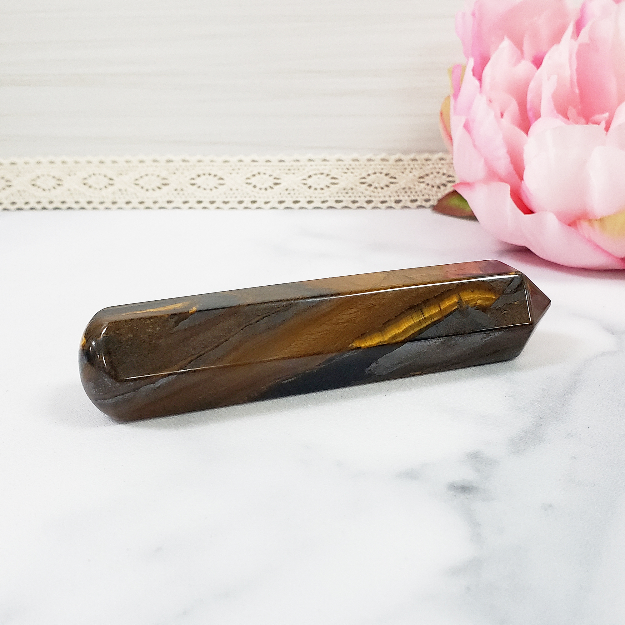 Unique Tiger Iron Hematite Stone Natural Crystal Wand Massage Tool | North